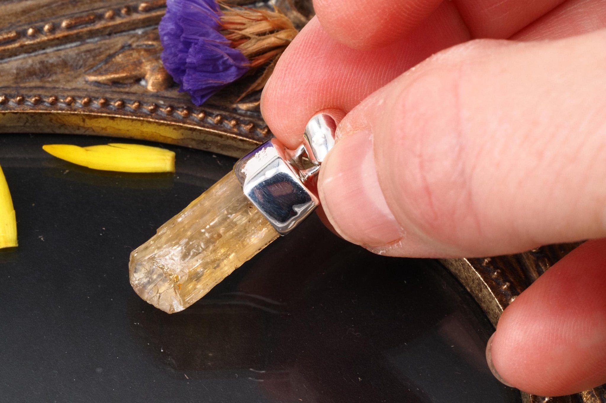 Imperial Topas Anhänger Silber Brasilien 33,2mm Länge