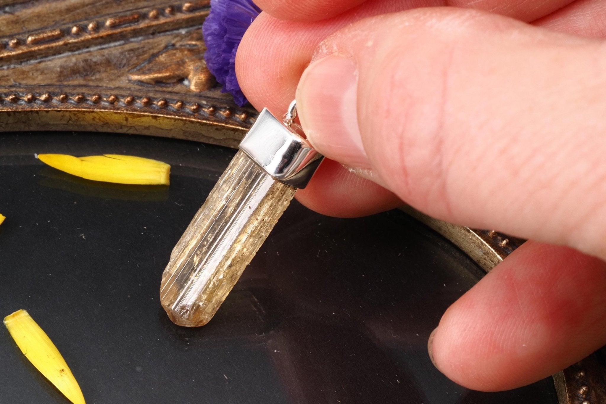 Imperial Topas Anhänger Silber Brasilien 33,2mm Länge