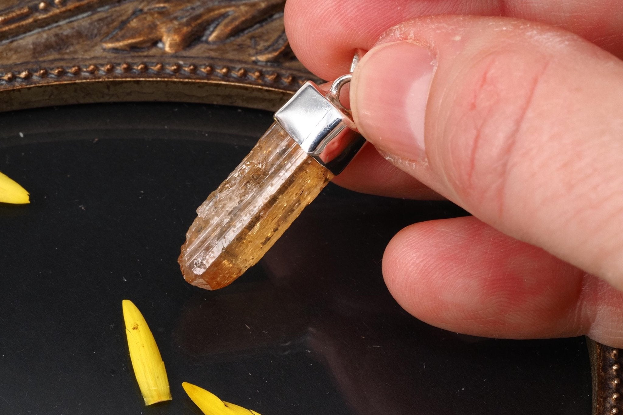 Imperial Topas Anhänger Silber Brasilien 33mm Länge