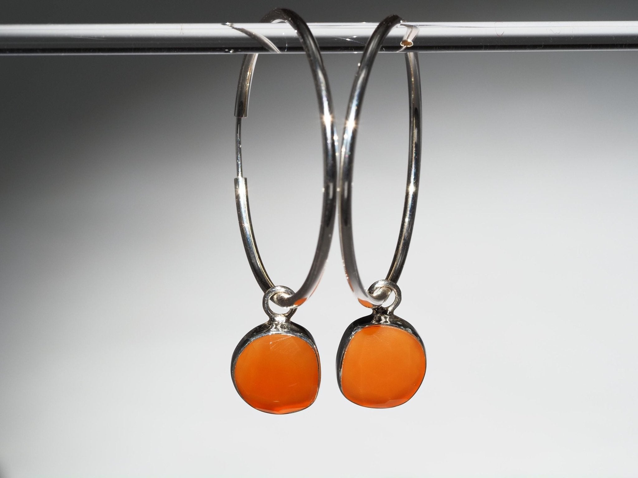 Karneol Silber Creolen Ohrringe rose cut Edelsteinen