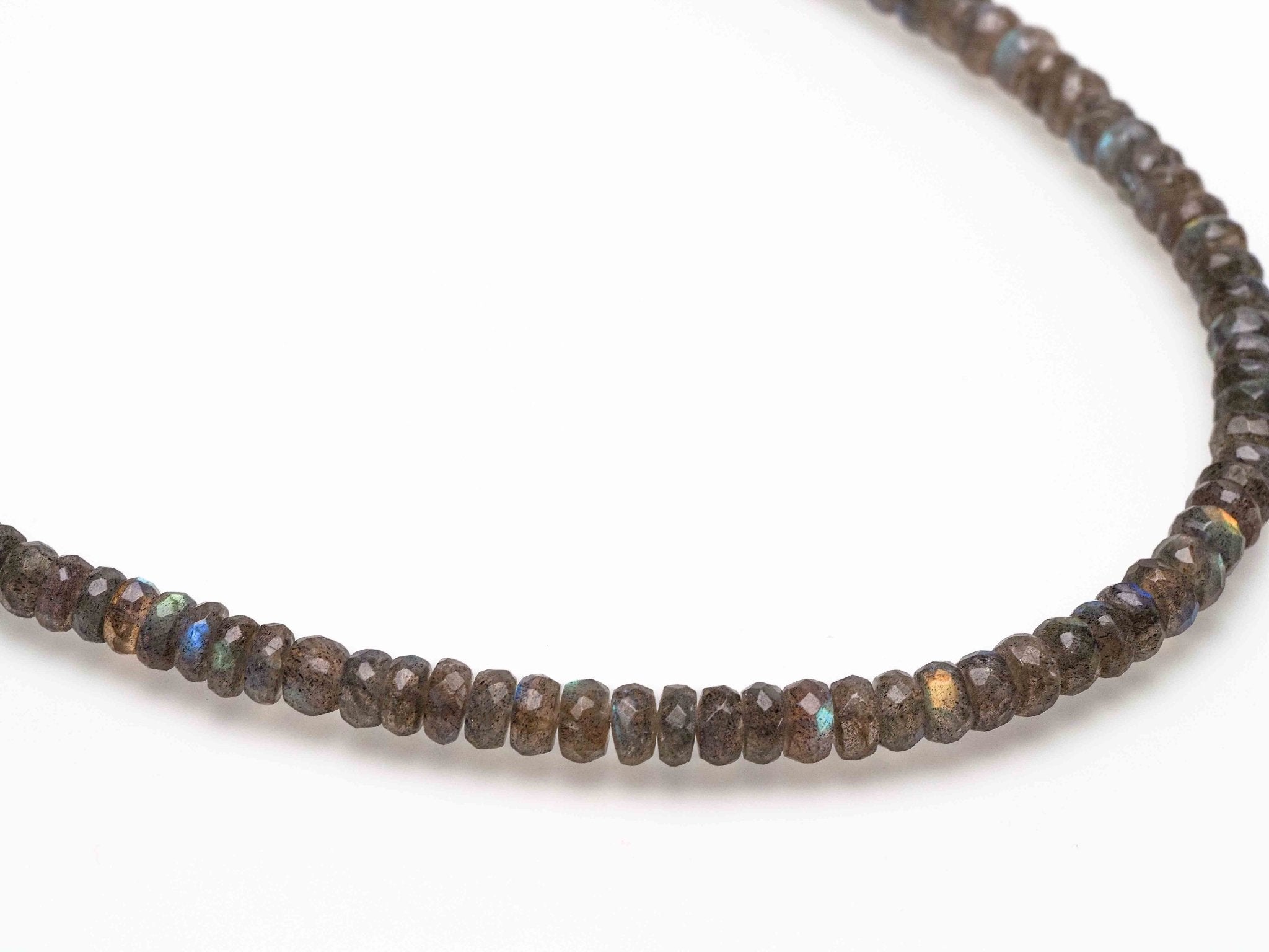 Kurze Labradorit Kette facettiert 925 Silber Verschluss