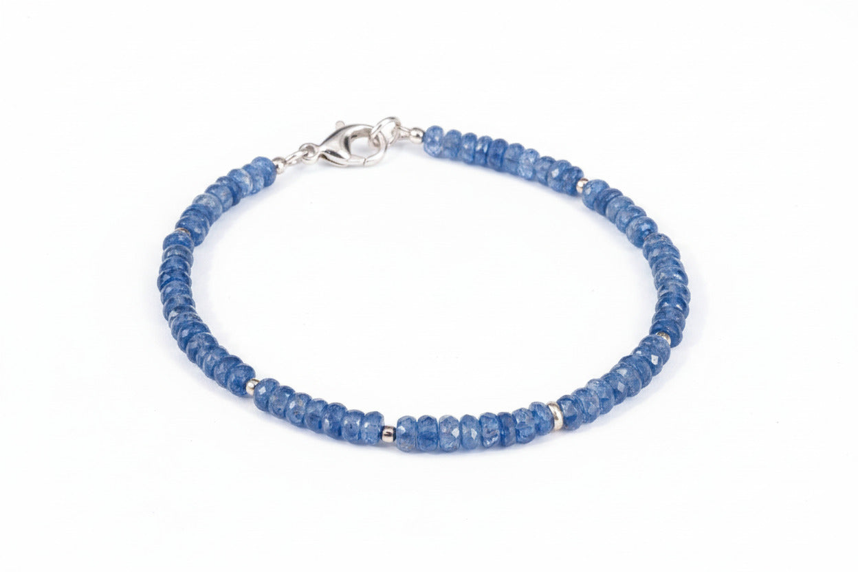 Kyanit Armband facettiert 19cm blaues Edelsteinarmband