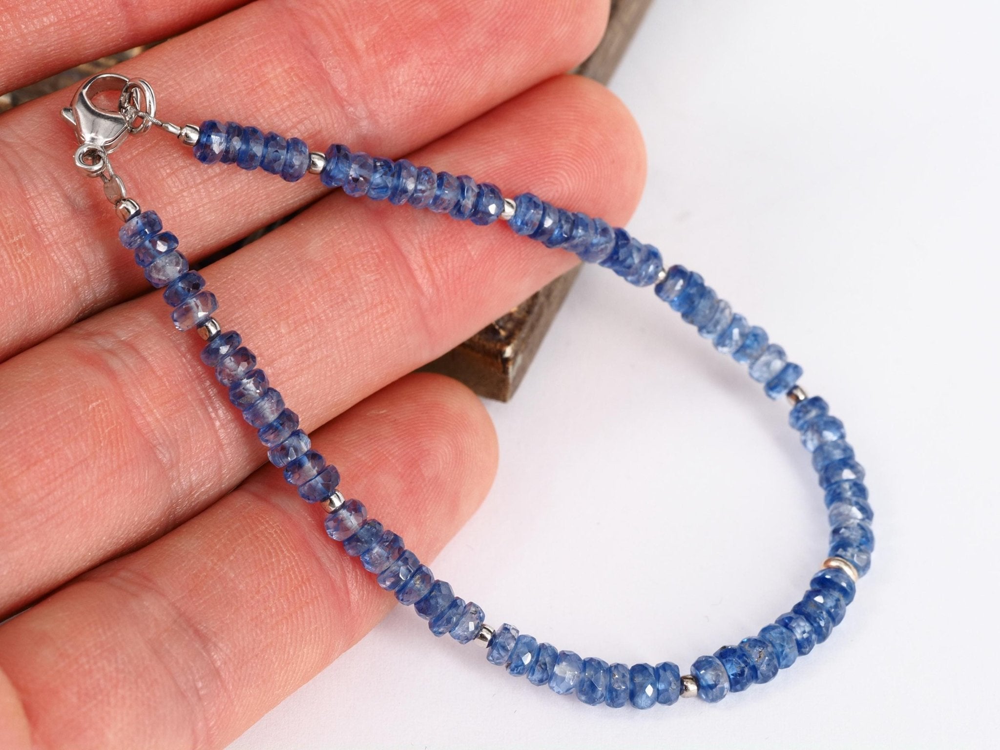 Kyanit Armband facettiert 19cm blaues Edelsteinarmband