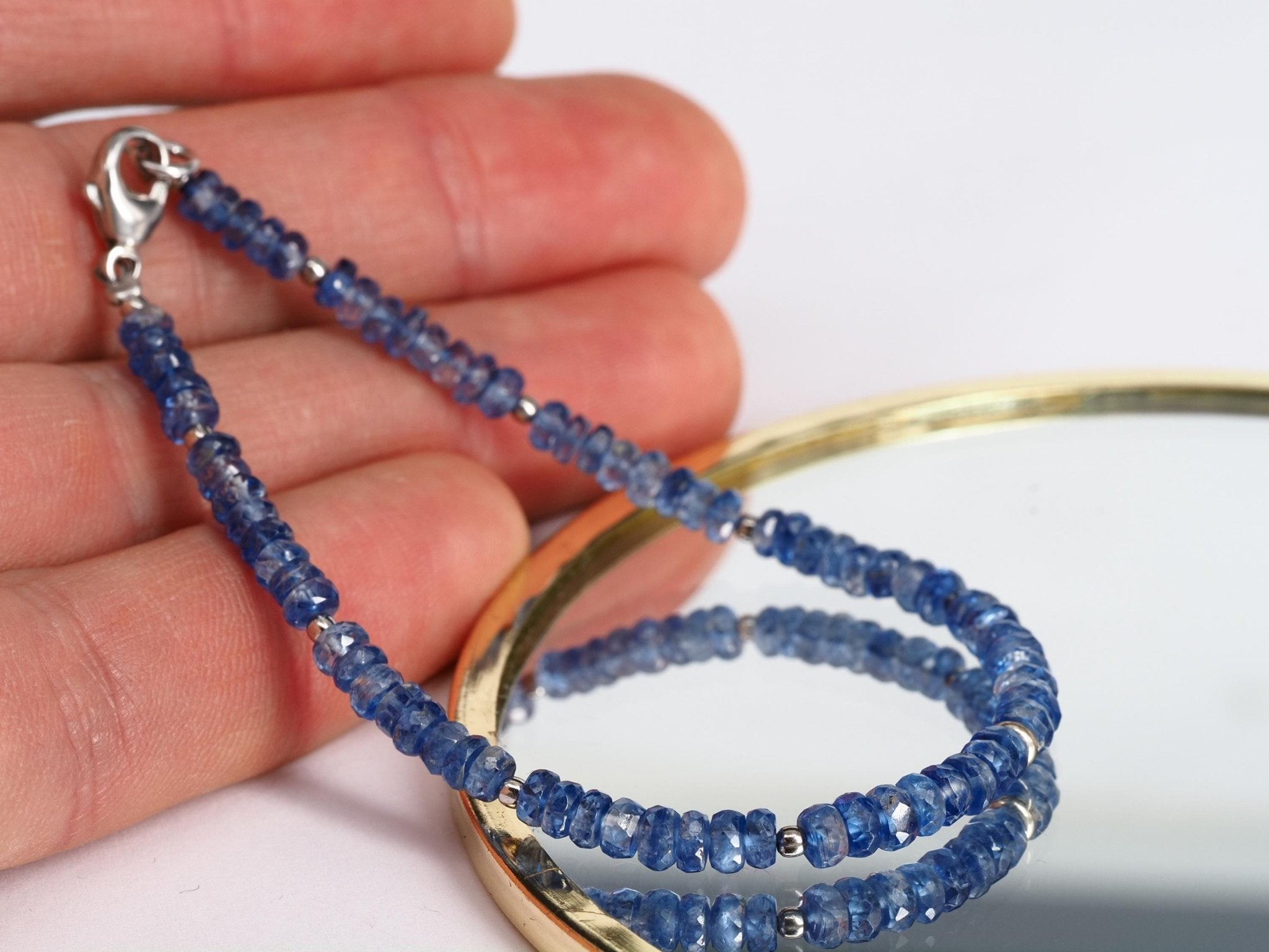 Kyanit Armband facettiert 19cm blaues Edelsteinarmband