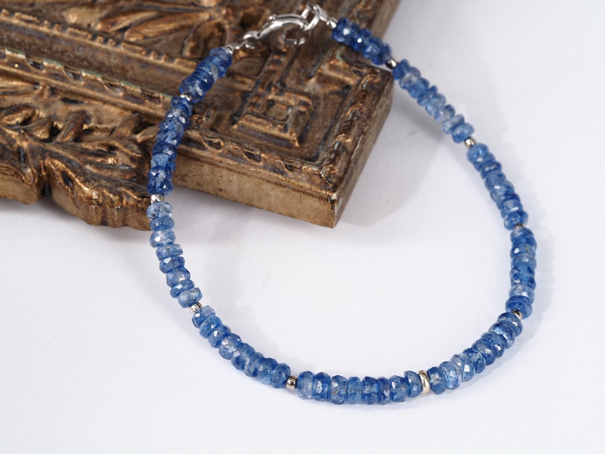 Kyanit Armband facettiert 19cm blaues Edelsteinarmband