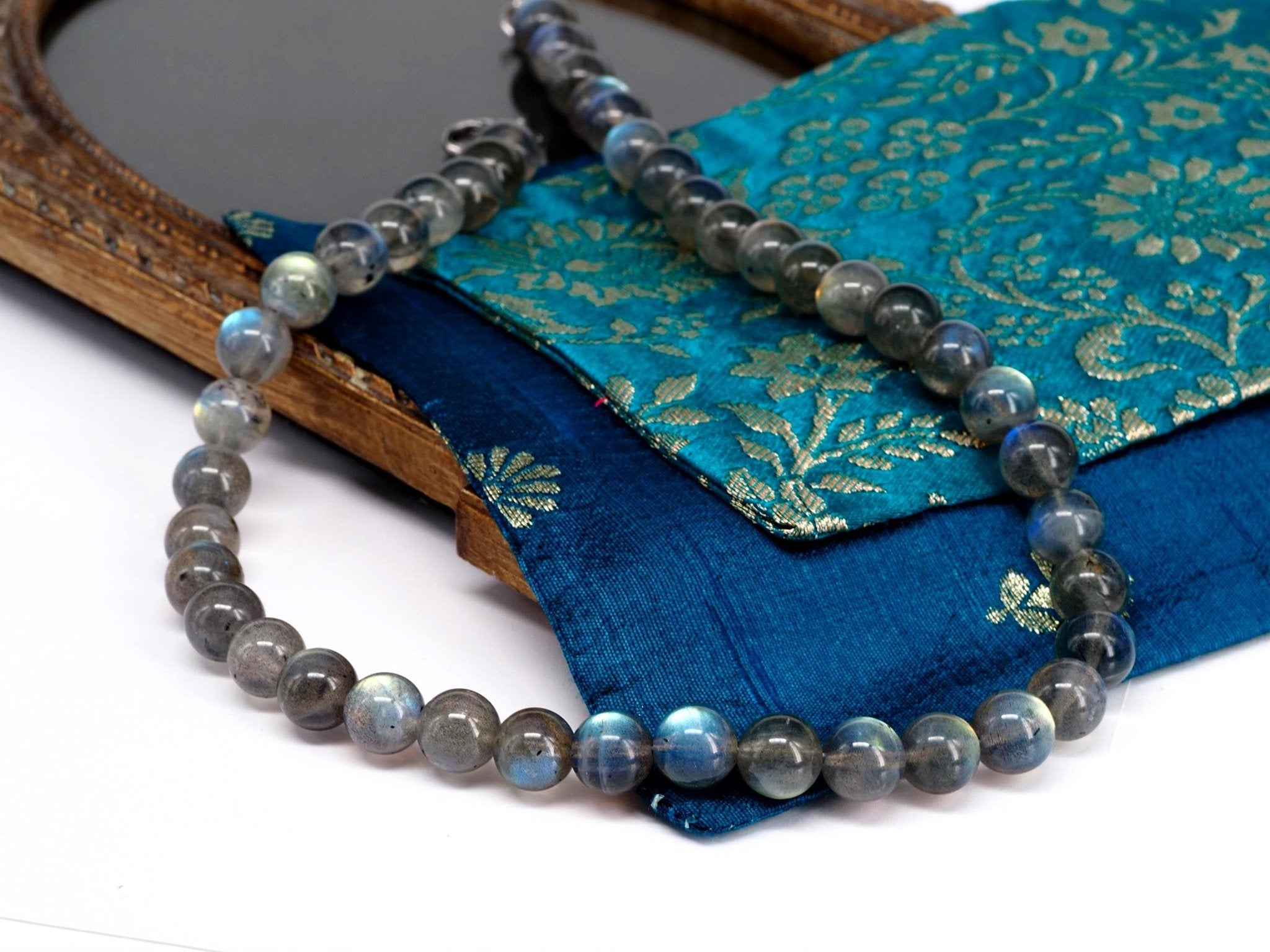 Labradorit Kette edel schimmernder Edelstein Länge 42cm