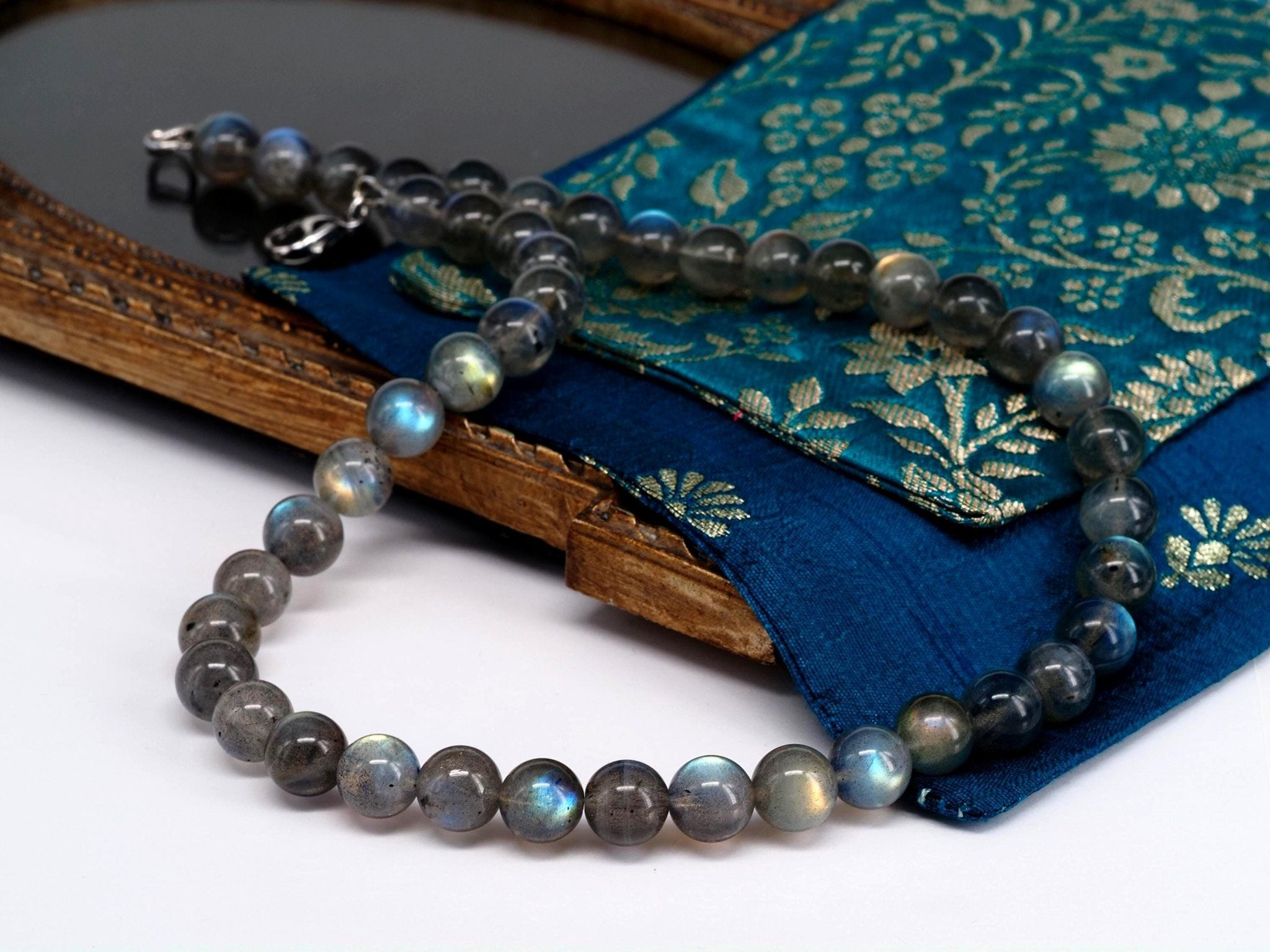 Labradorit Kette edel schimmernder Edelstein Länge 42cm