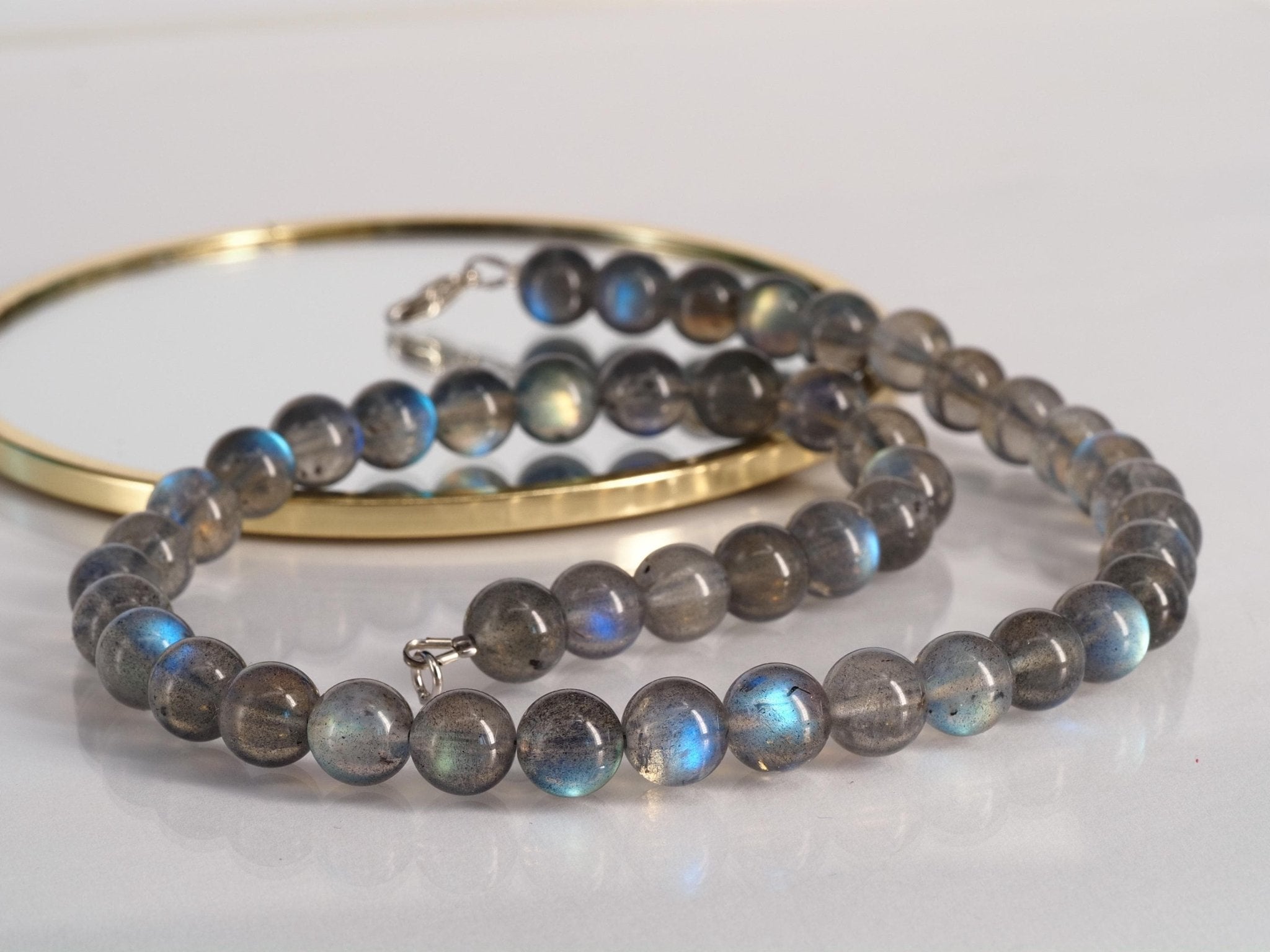 Labradorit Kette in Kugelform - hochwertige Edelsteinkette