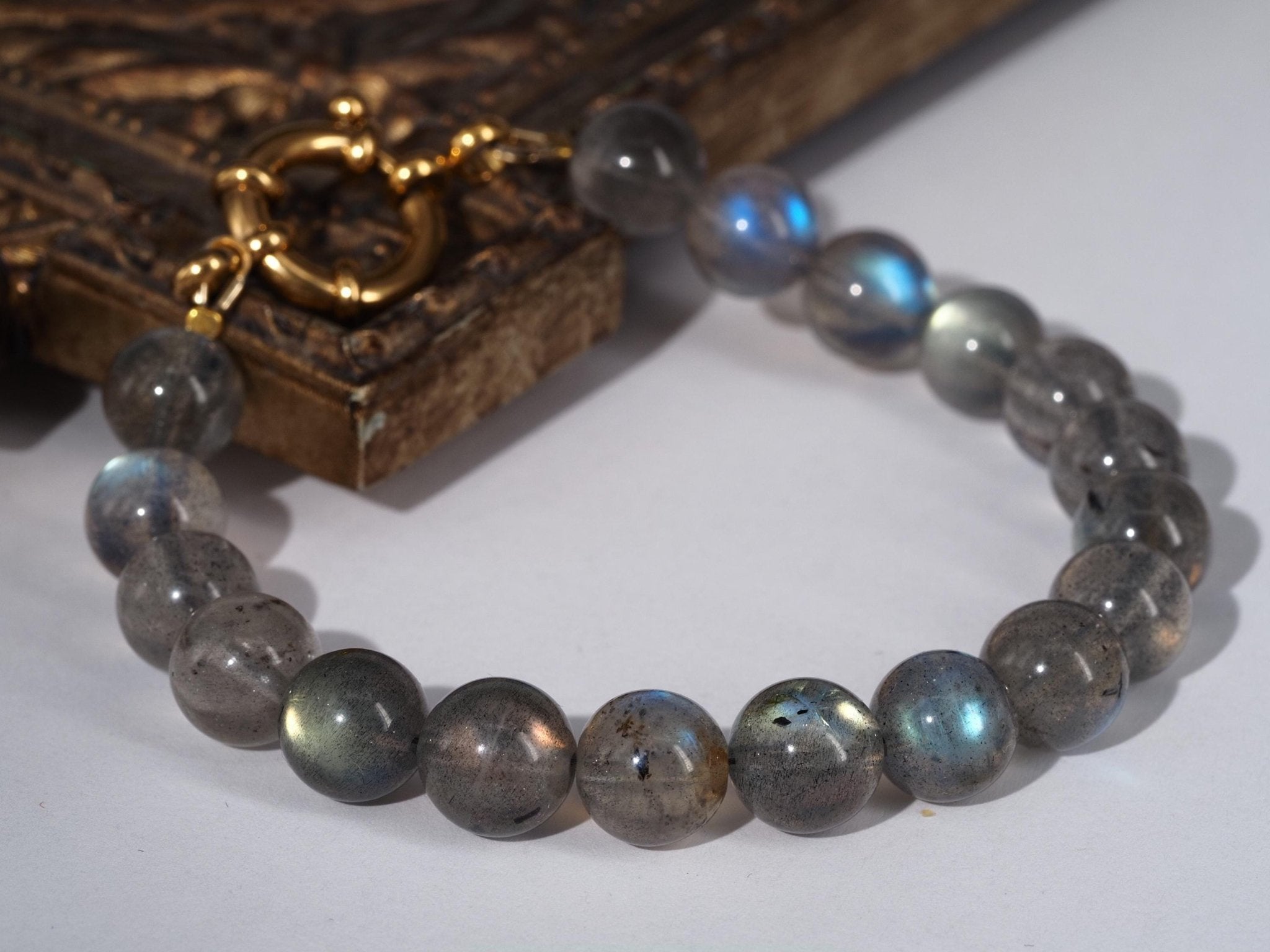 Labradorit Kugel Armband – edler Naturstein mit intensivem blau - grünem Schimmer