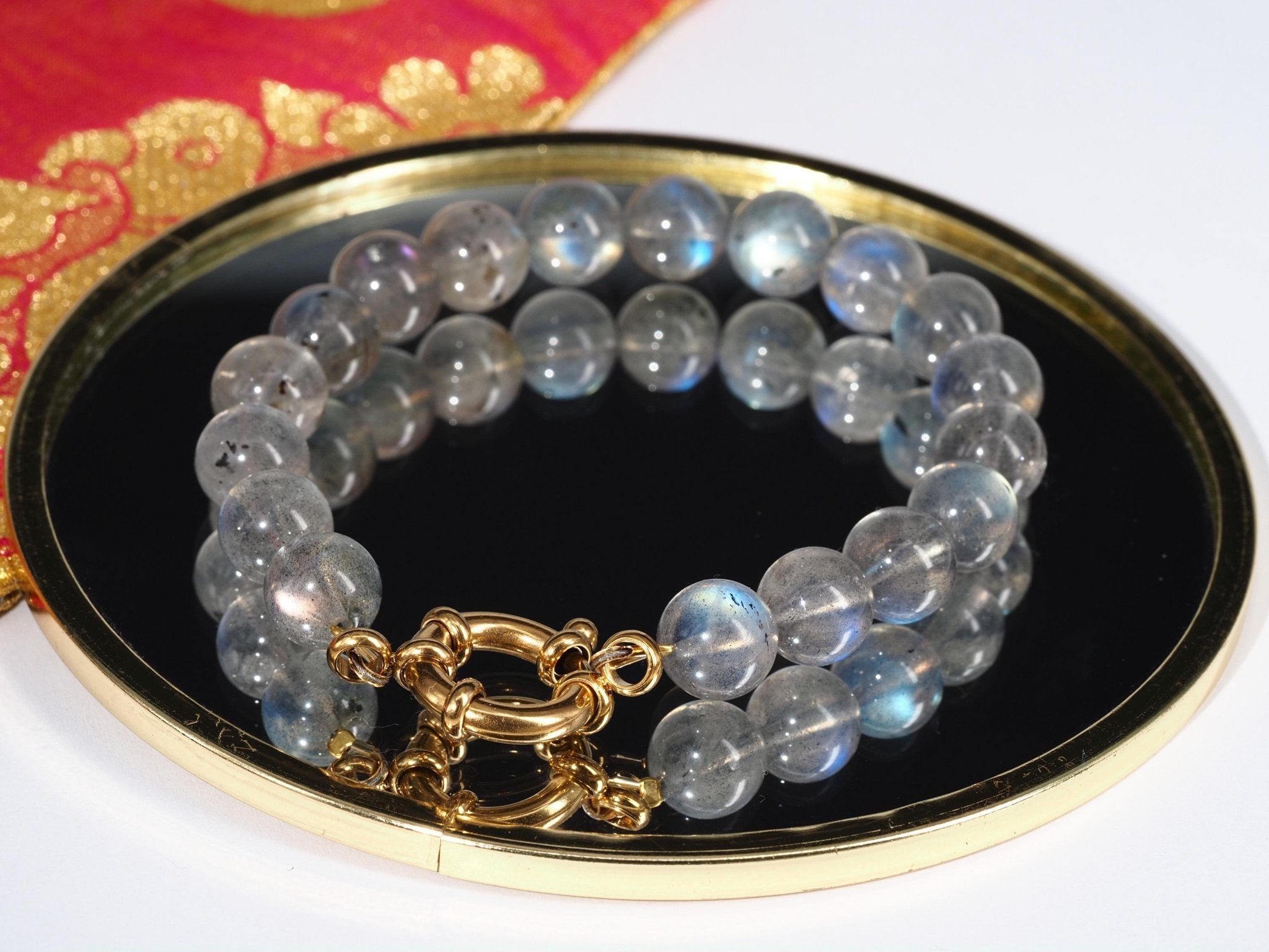 Labradorit Kugel Armband – edler Naturstein mit intensivem blau - grünem Schimmer