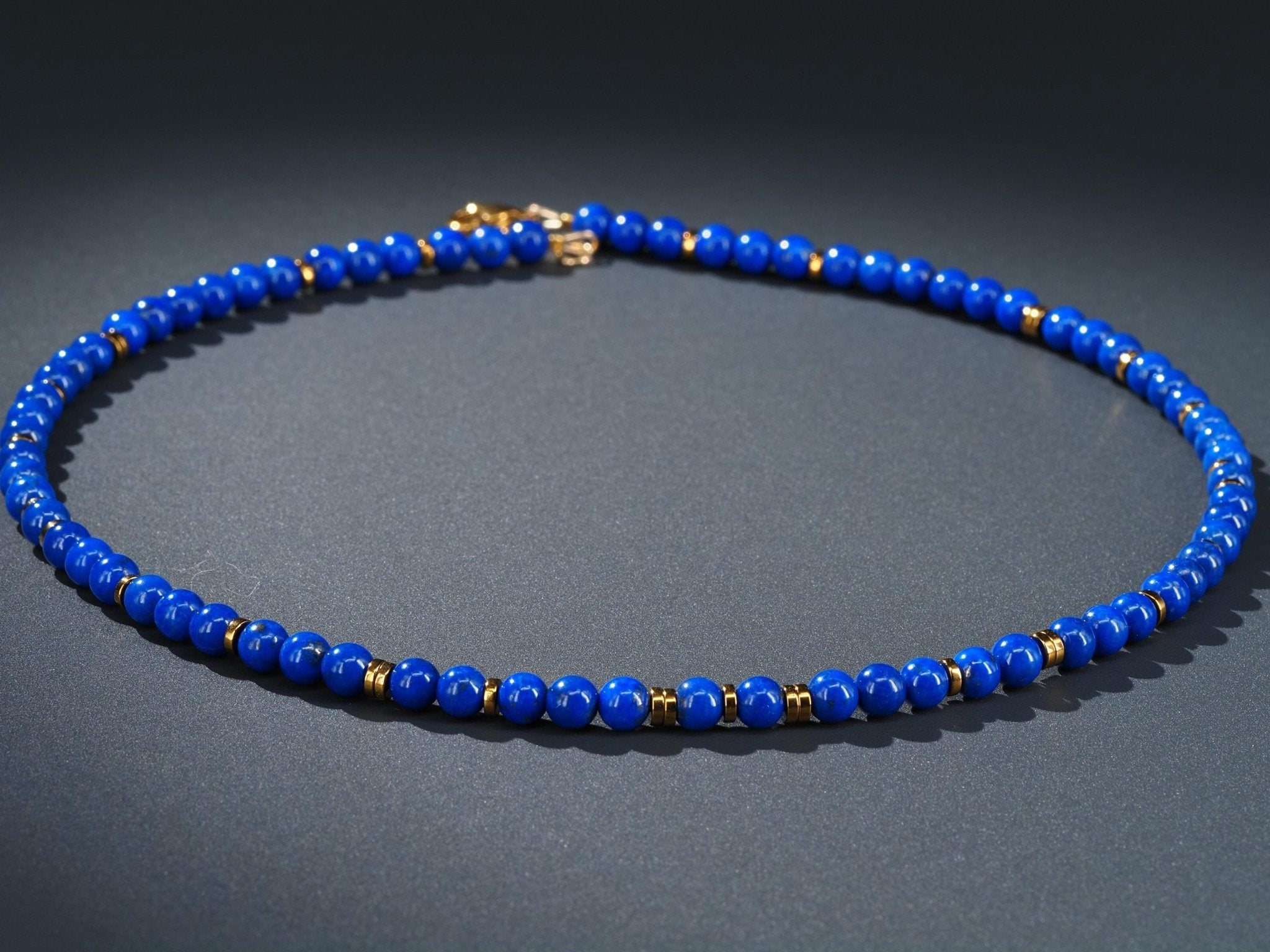 Lapislazuli Kette 100% Natur tiefblauer Edelstein in natürlicher Qualität