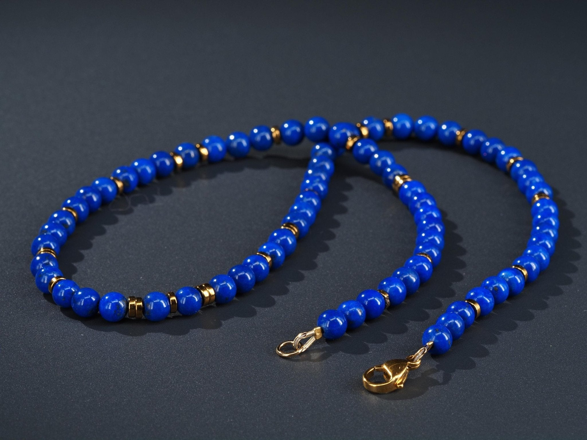 Lapislazuli Kette 100% Natur tiefblauer Edelstein in natürlicher Qualität