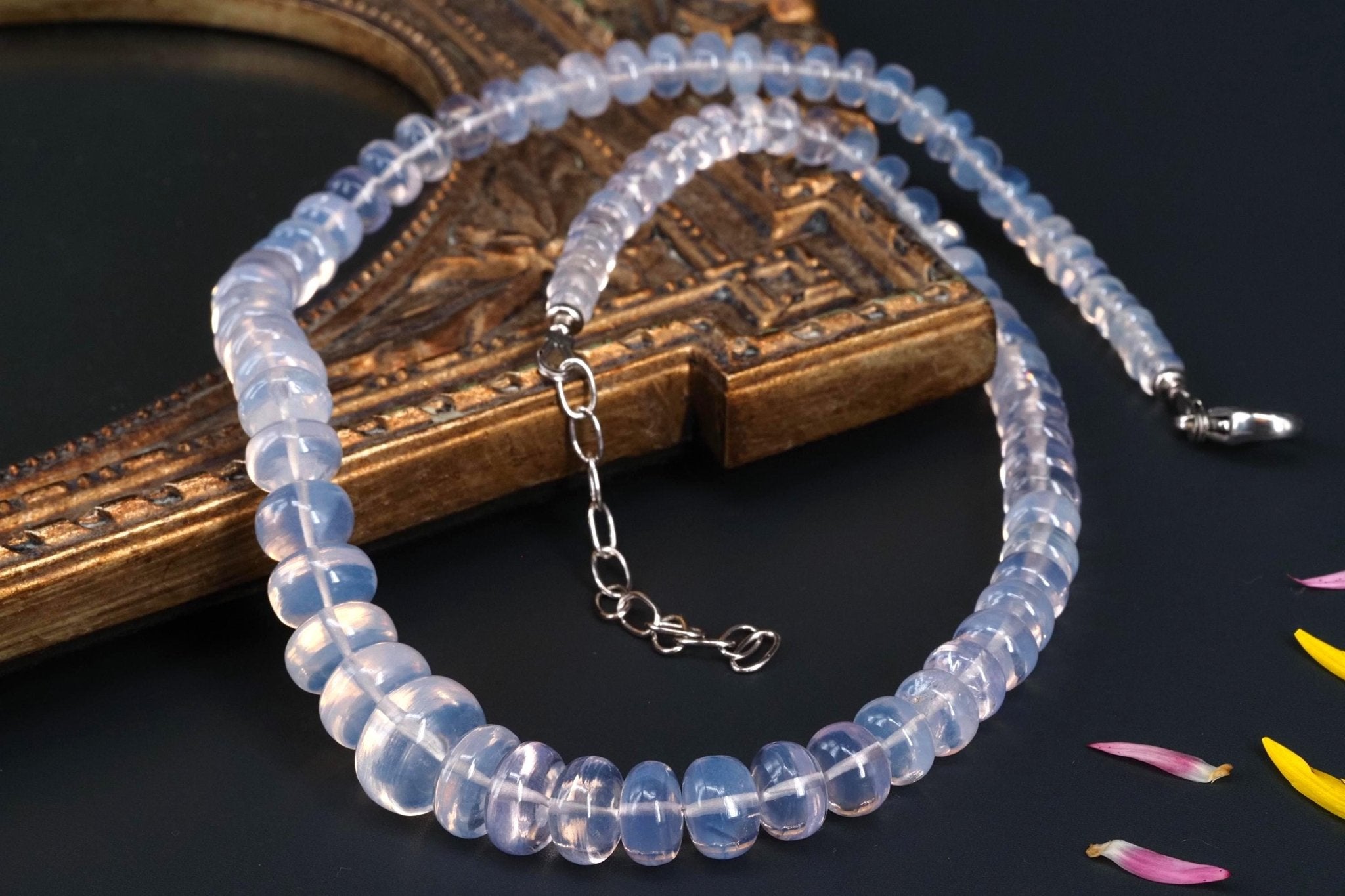 Lavendelquarz Kette Scorolith Natur Collier lila Edelstein