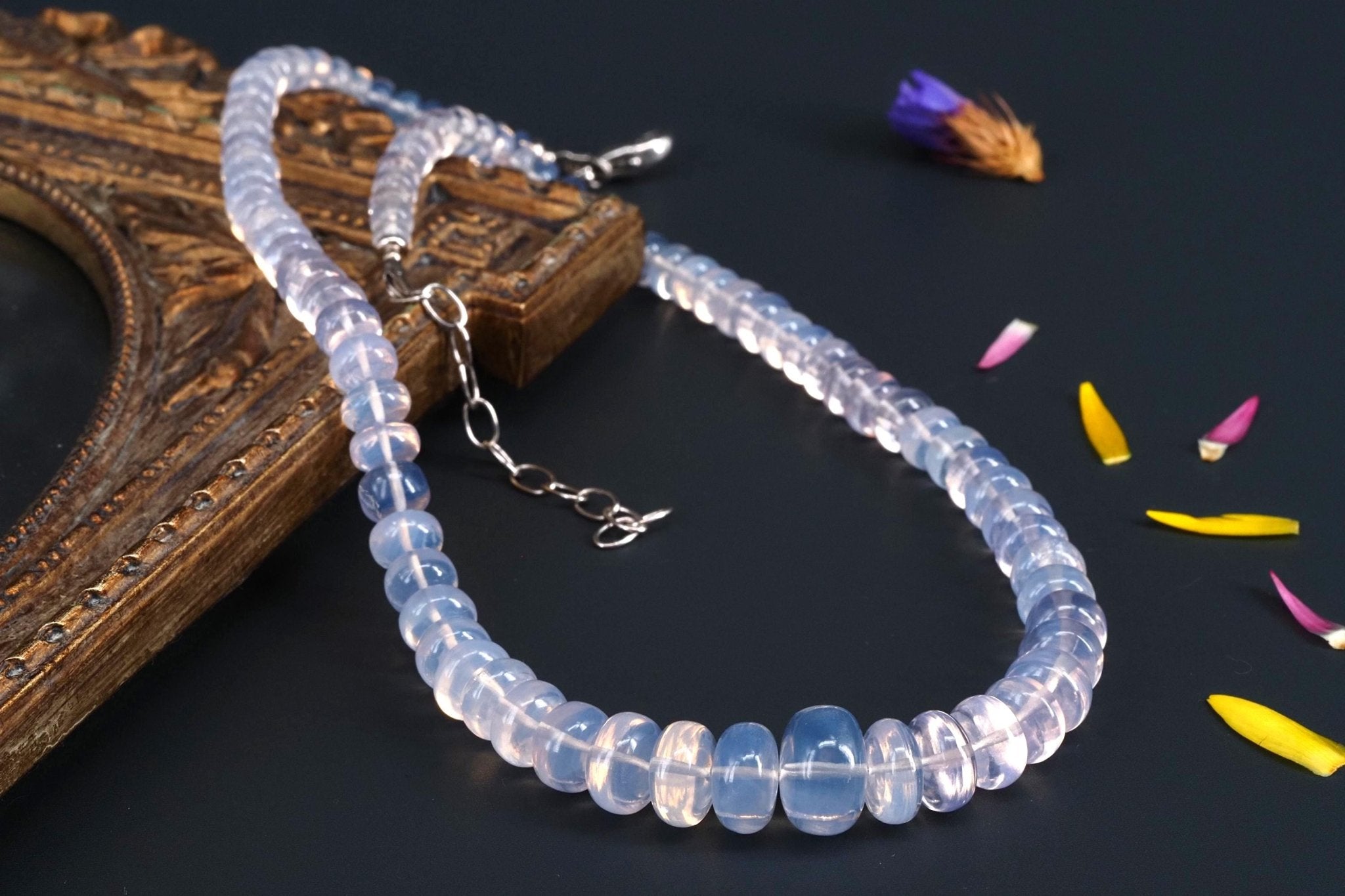 Lavendelquarz Kette Scorolith Natur Collier lila Edelstein