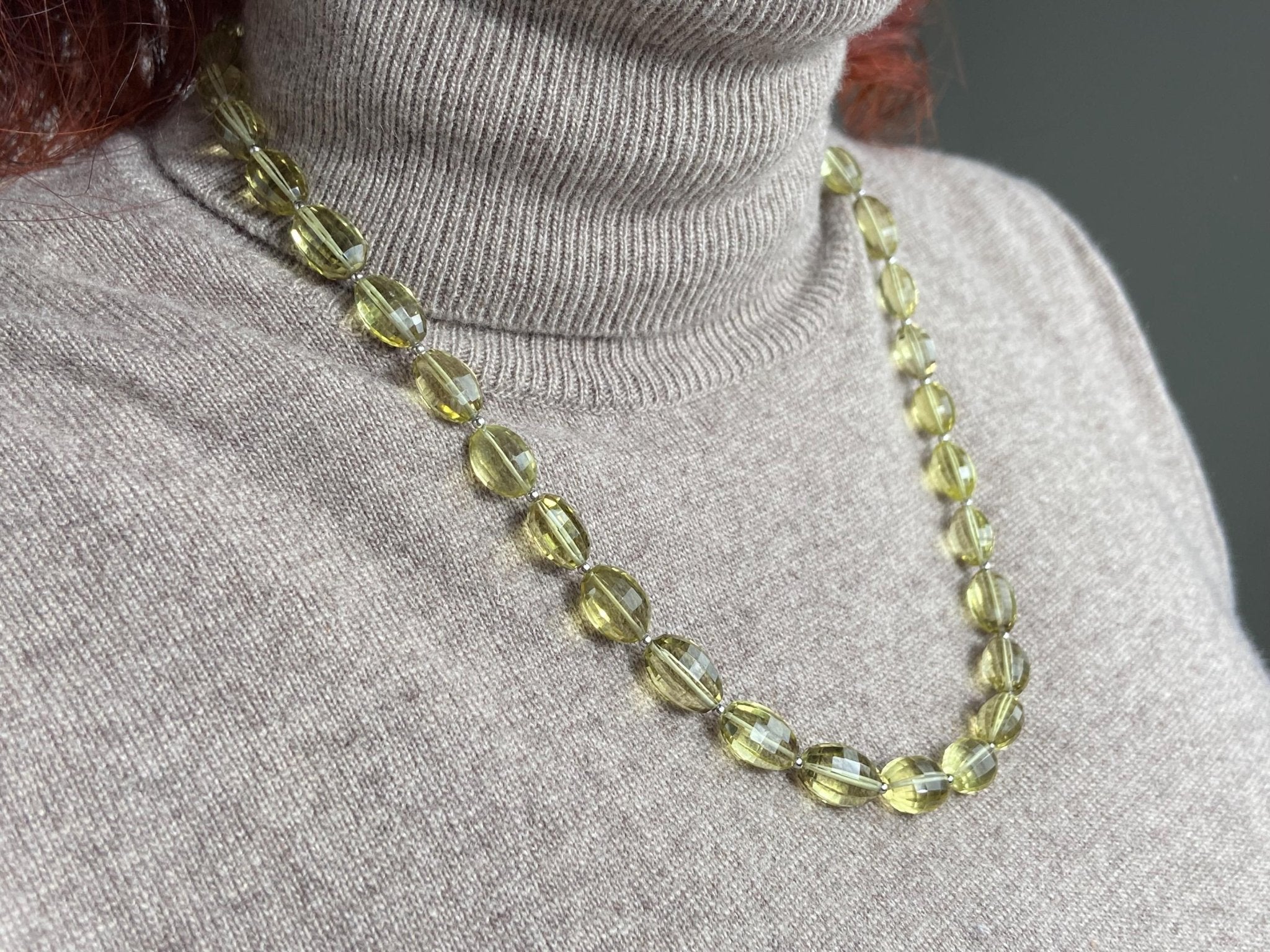 Lemon Quarz Kette mit 925 Silber Verschluss Citrin Edelstein Halskette