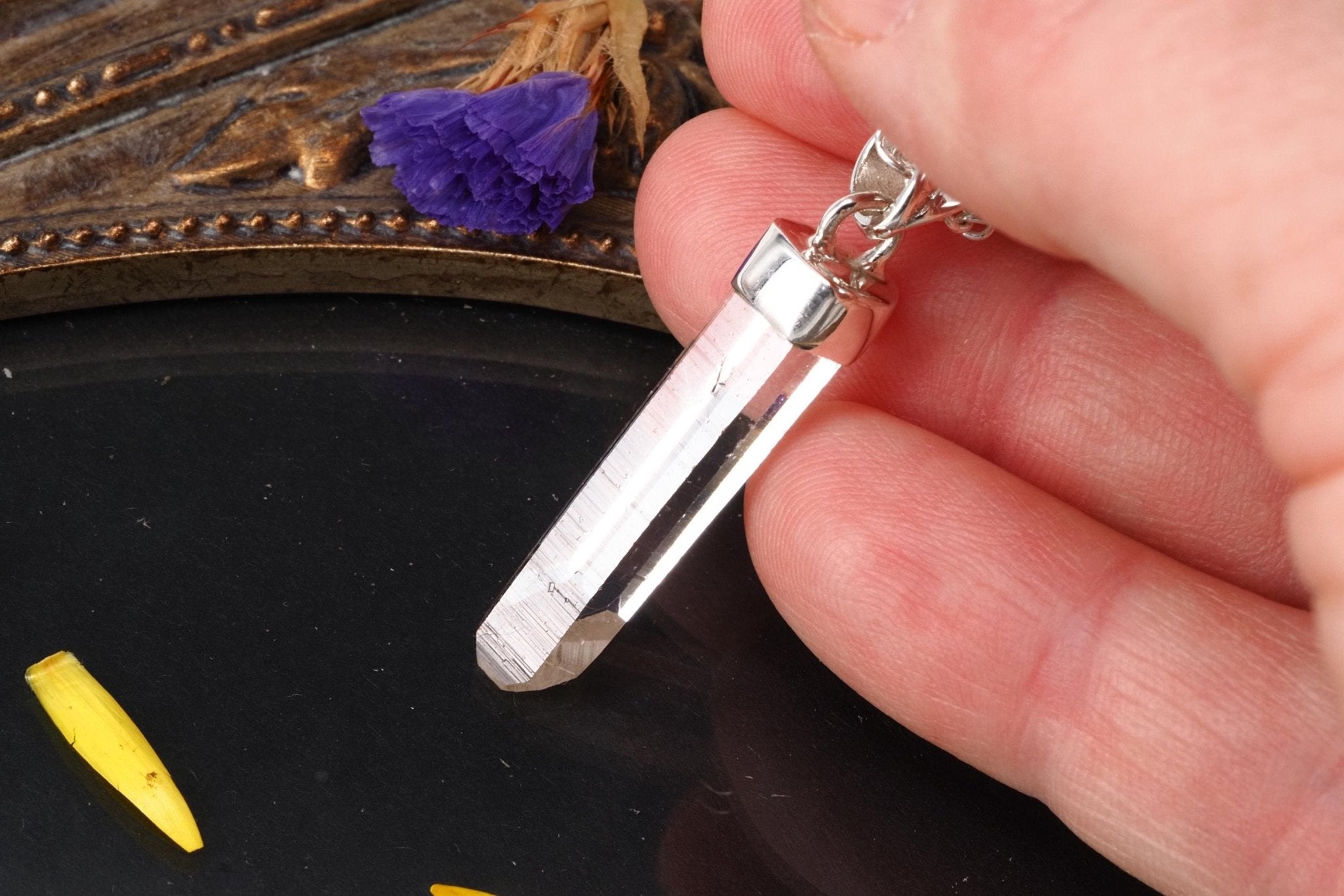 Lemuria Bergkristall Anhänger Silber Länge 38mm mit Öse