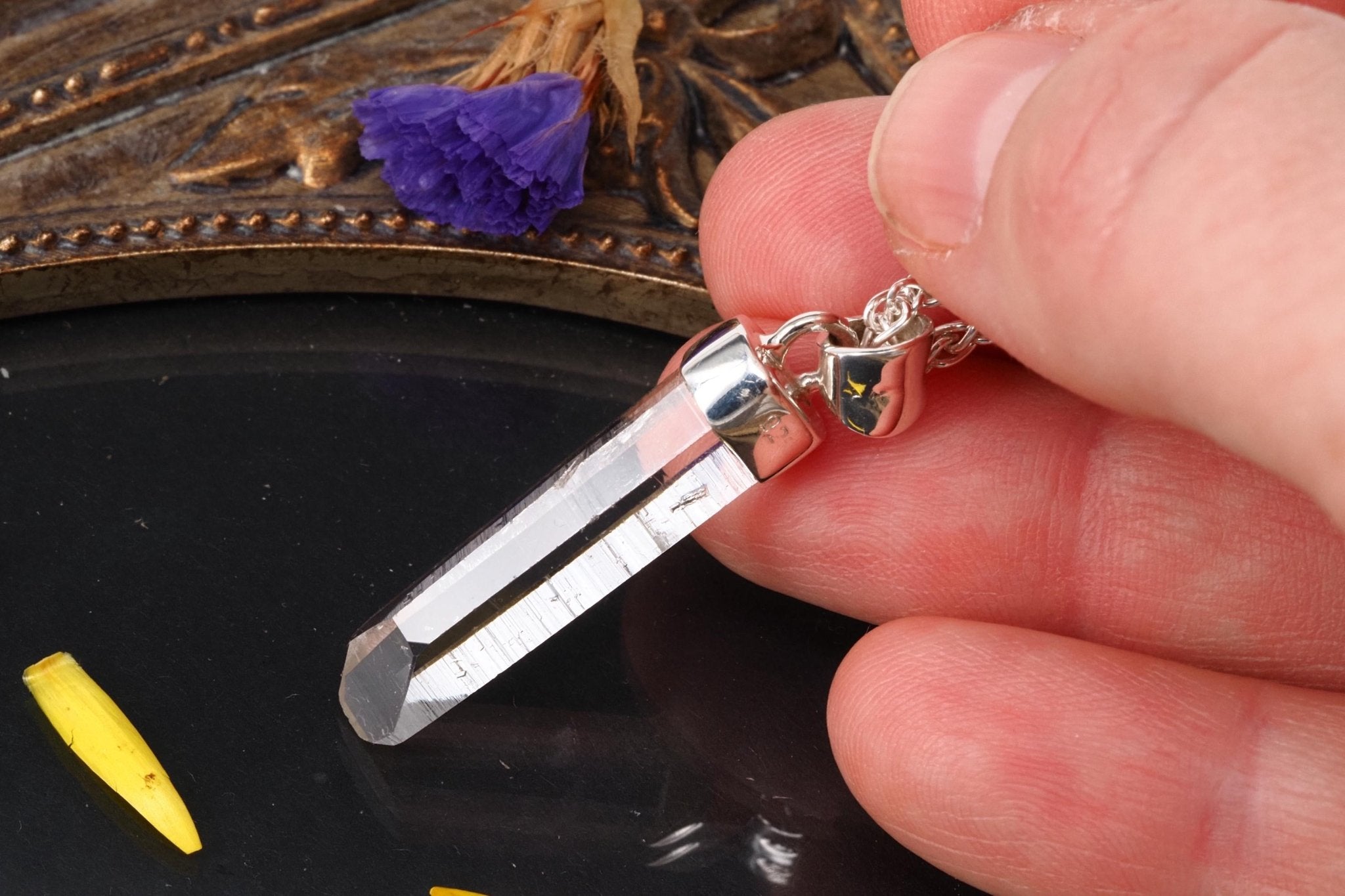 Lemuria Bergkristall Anhänger Silber Länge 38mm mit Öse