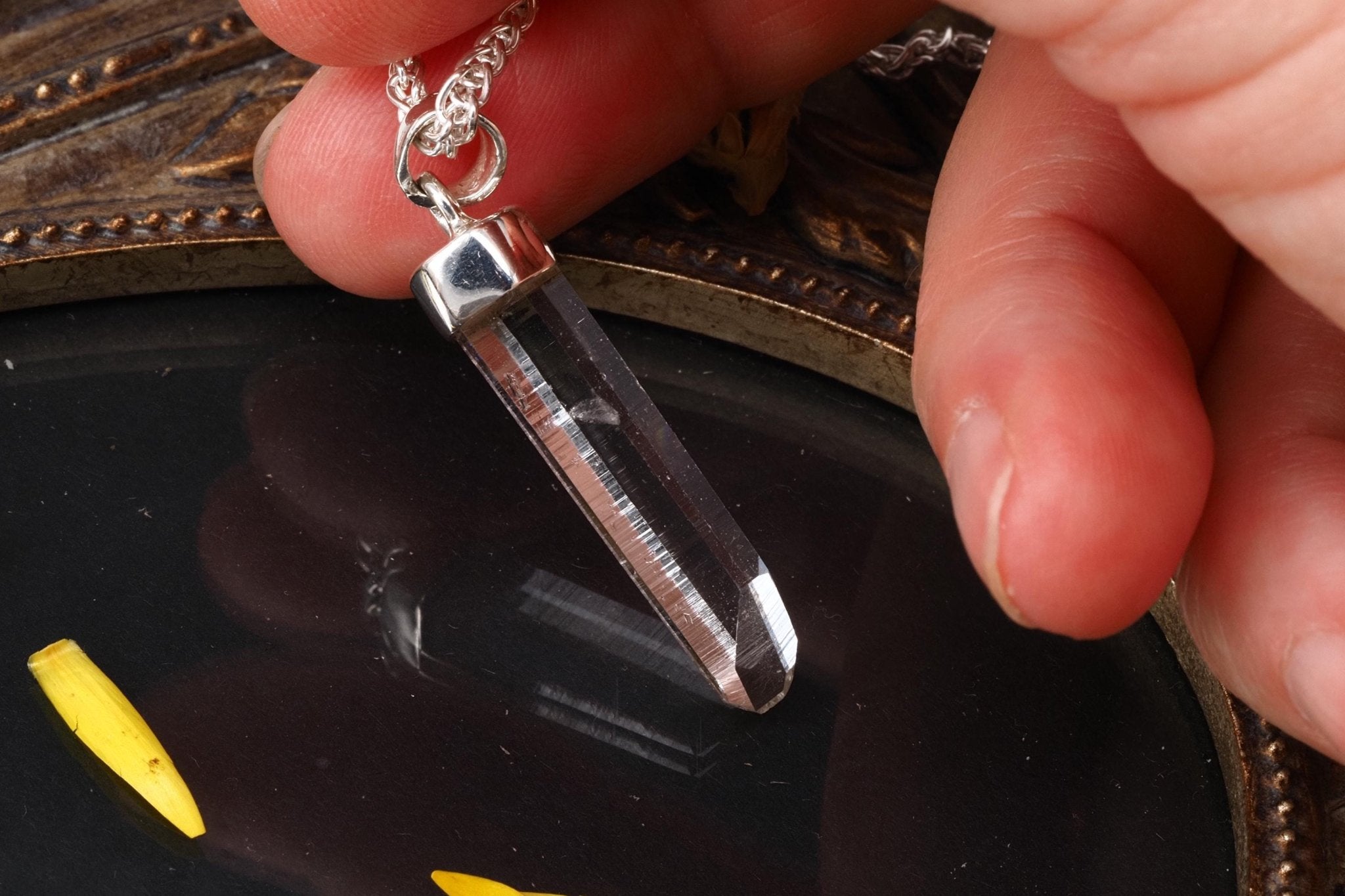 Lemuria Bergkristall Anhänger Silber Länge 38mm mit Öse