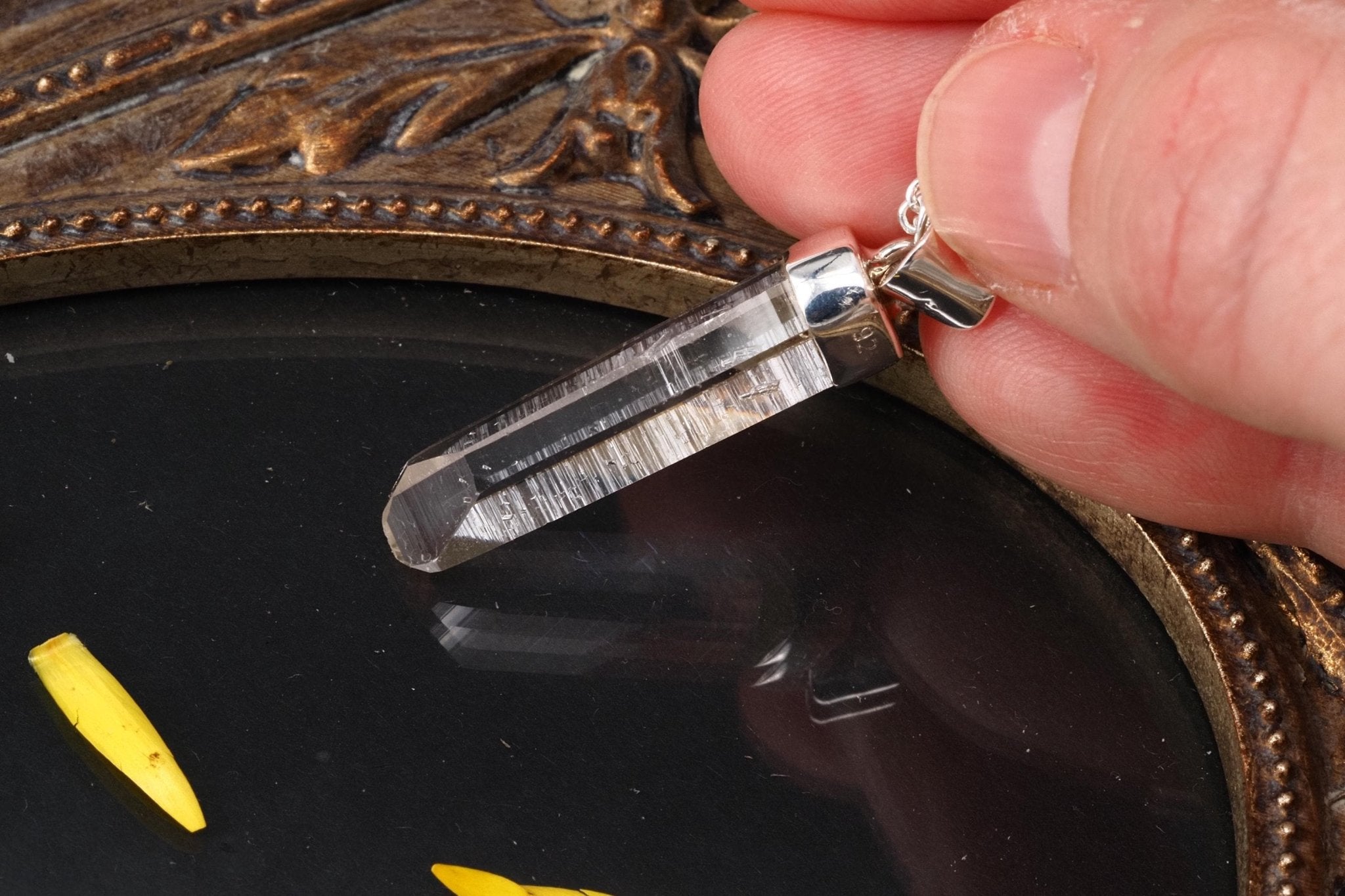 Lemuria Bergkristall Anhänger Silber Länge 38mm mit Öse