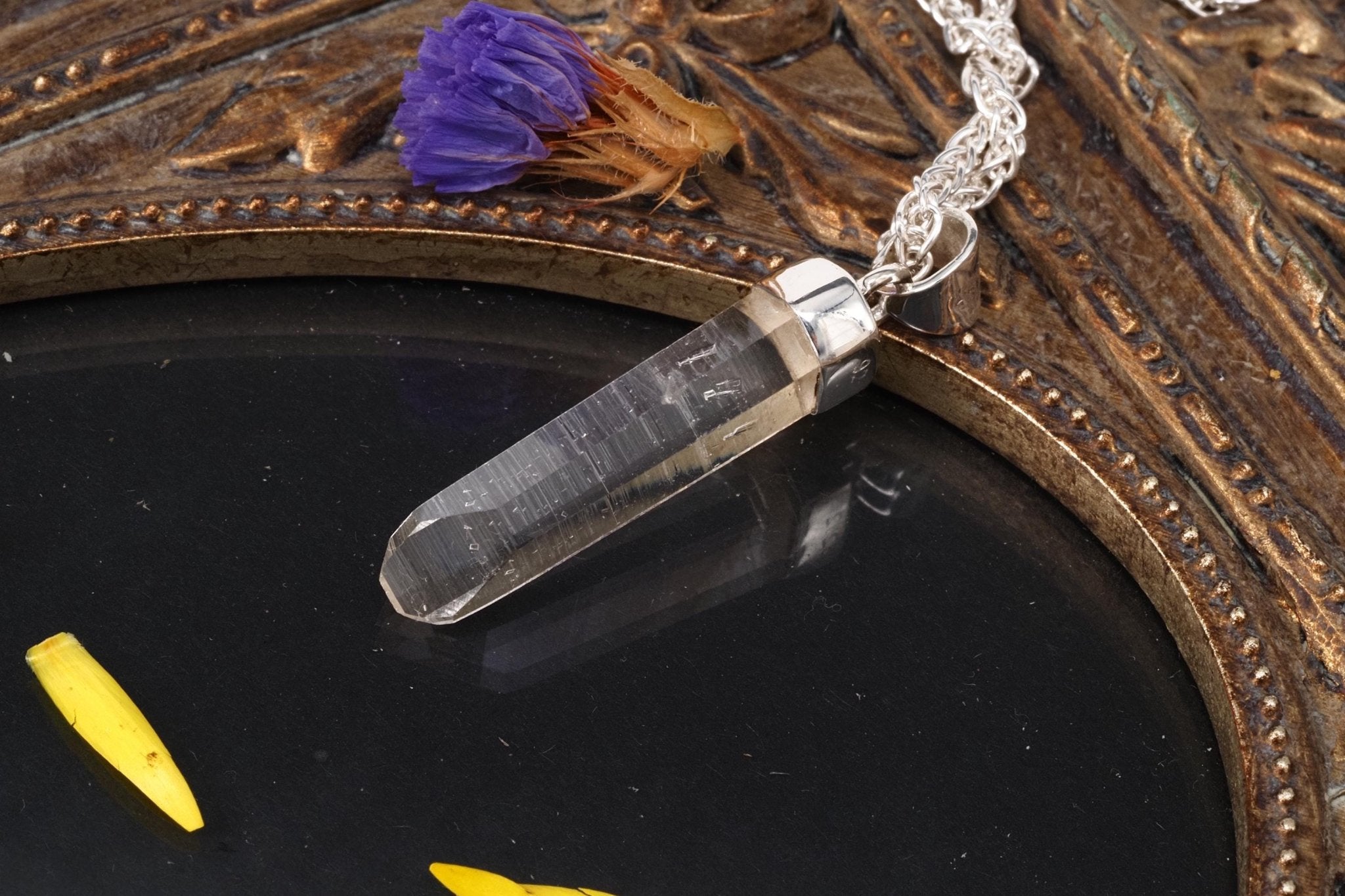 Lemuria Bergkristall Anhänger Silber Länge 38mm mit Öse