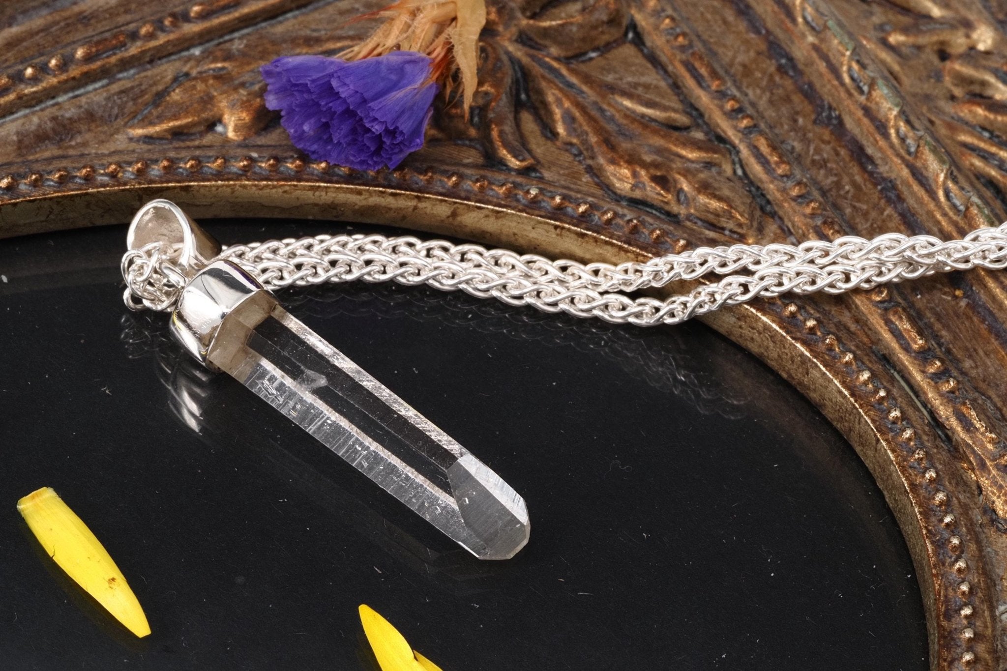 Lemuria Bergkristall Anhänger Silber Länge 38mm mit Öse