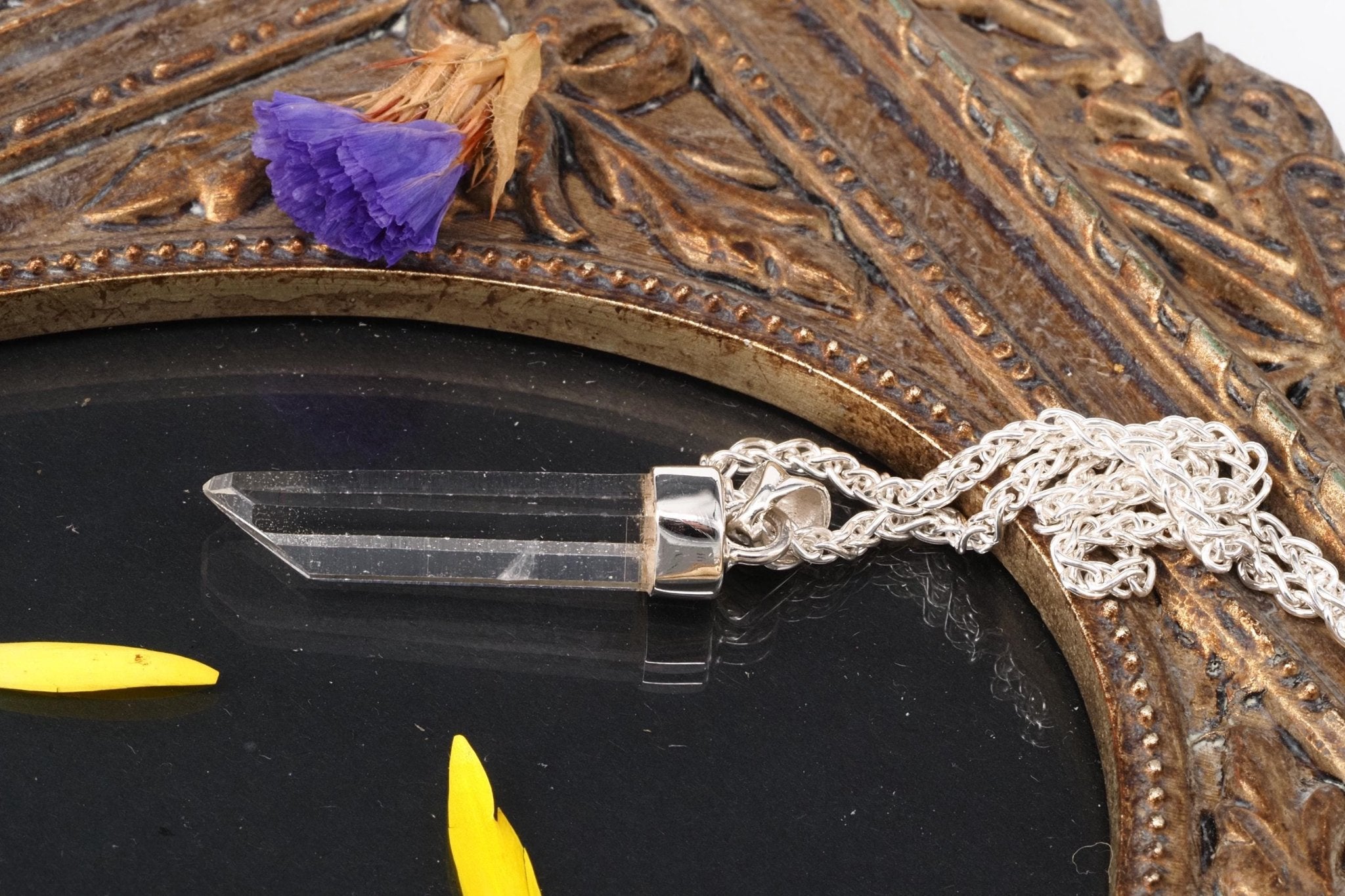 Lemuria Bergkristall Anhänger Silber Länge 38mm mit Öse