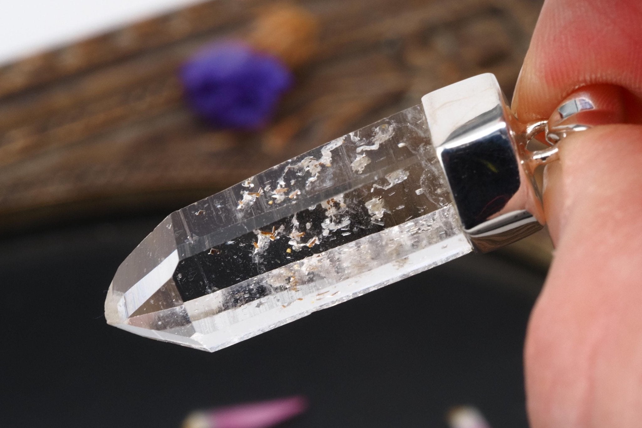 Lemuria Bergkristall Anhänger Silber Länge 41,5mm mit Öse