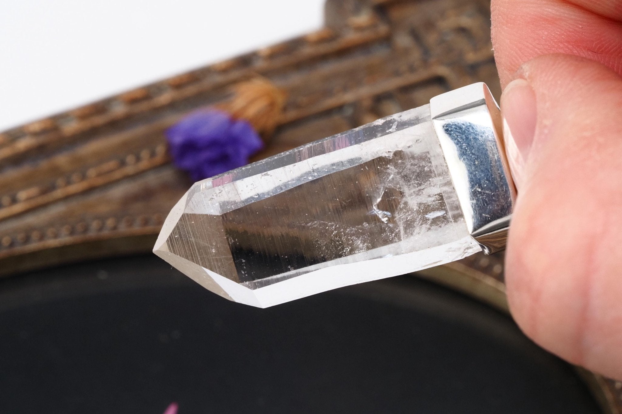 Lemuria Bergkristall Anhänger Silber Länge 47mm mit Öse