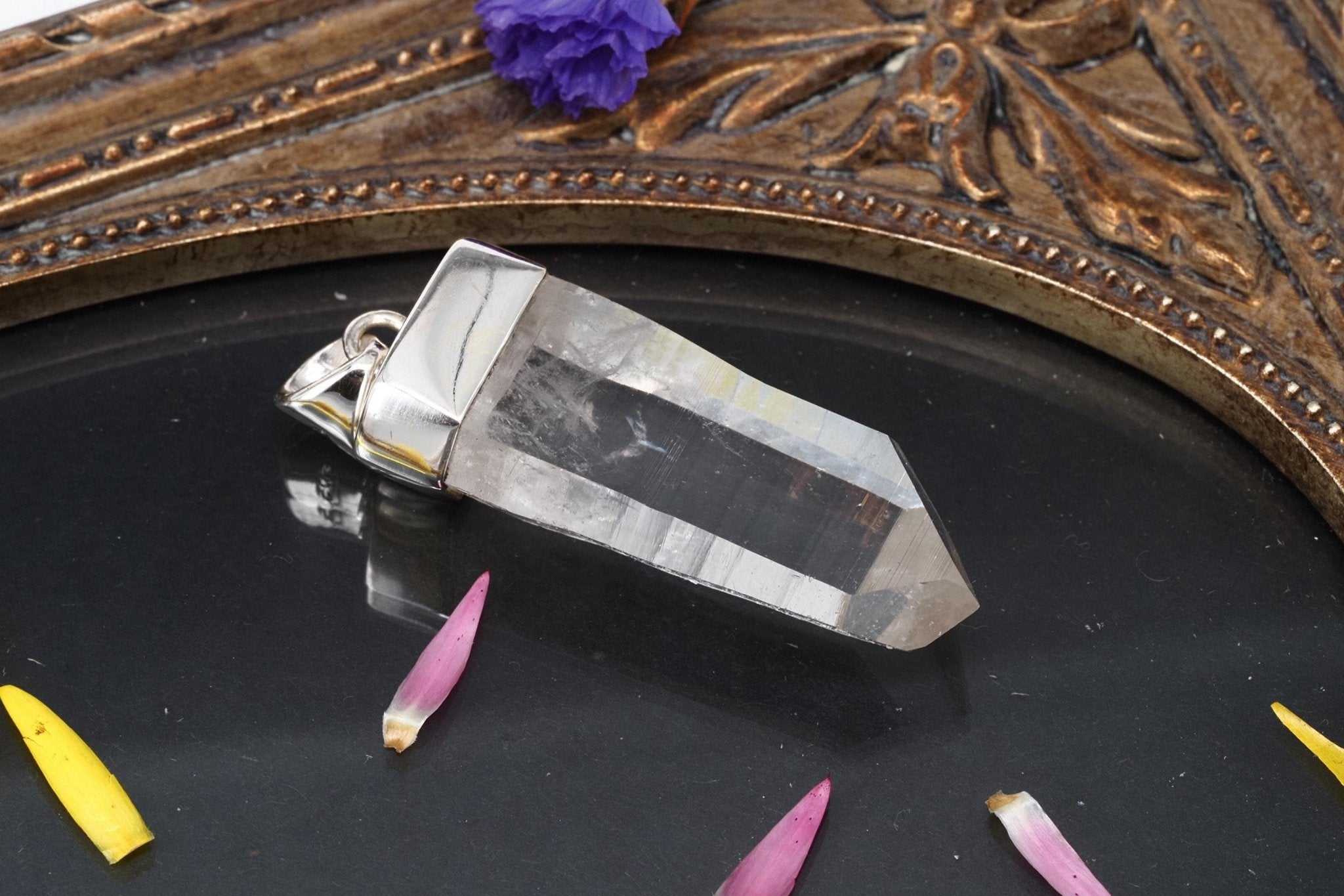 Lemuria Bergkristall Anhänger Silber Länge 47mm mit Öse