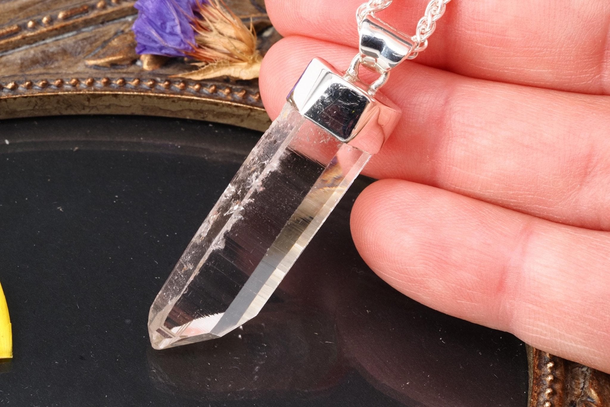 Lemuria Bergkristall Anhänger Silber Länge 47mm mit Öse