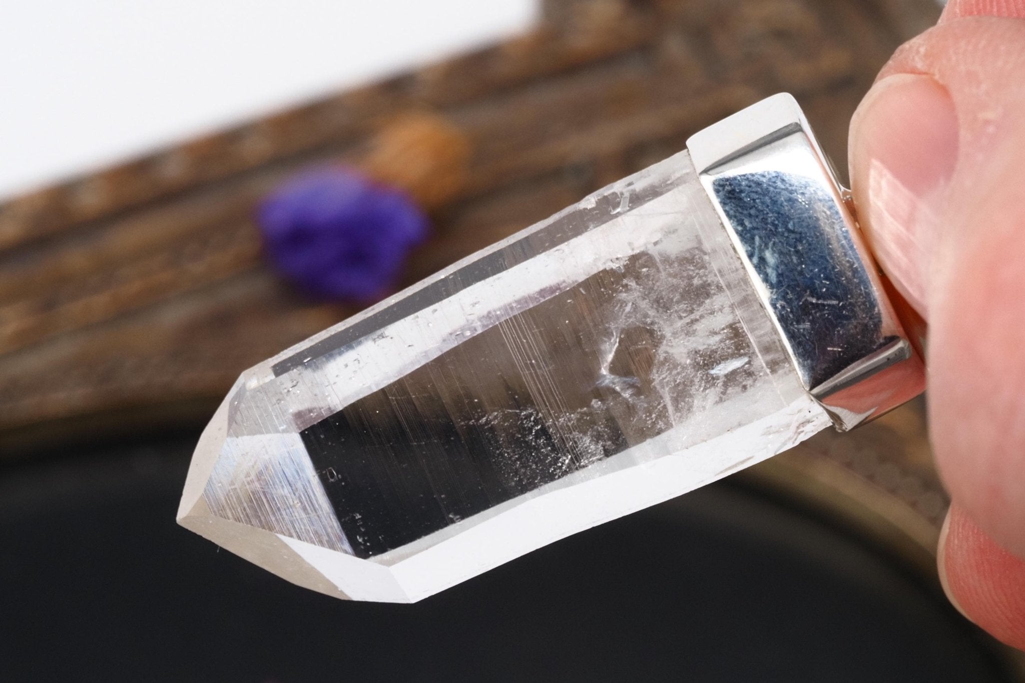 Lemuria Bergkristall Anhänger Silber Länge 47mm mit Öse