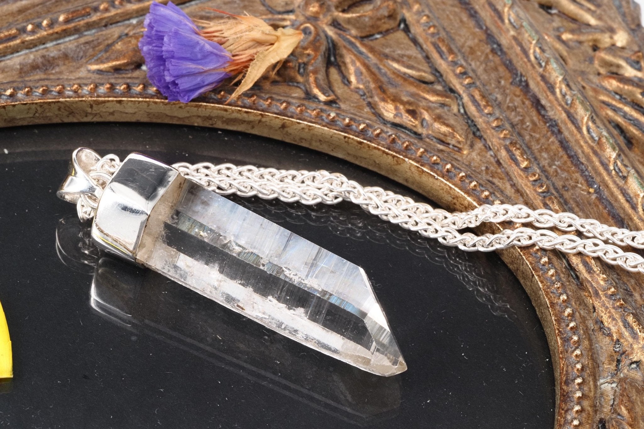 Lemuria Bergkristall Anhänger Silber Länge 47mm mit Öse