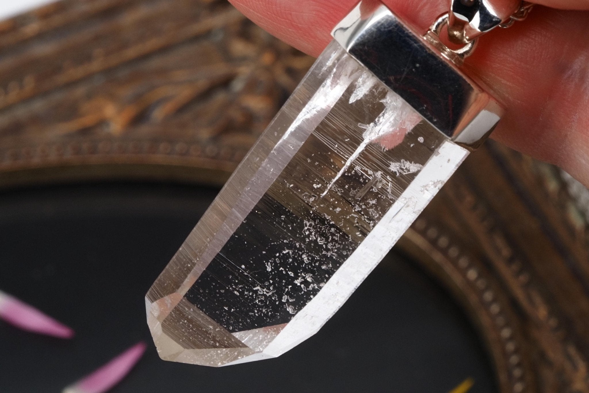 Lemuria Bergkristall Anhänger Silber Länge 48mm mit Öse