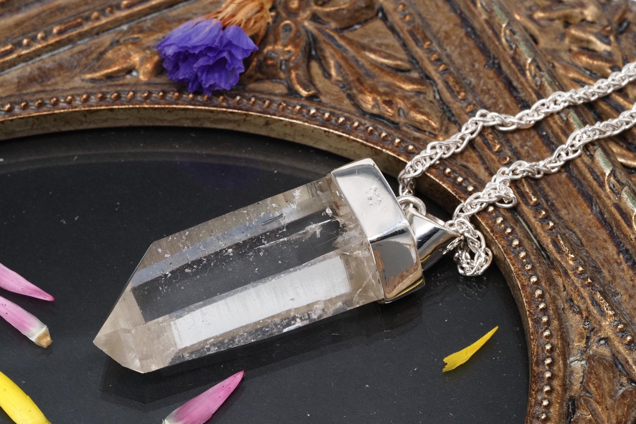 Lemuria Bergkristall Anhänger Silber Länge 48mm mit Öse