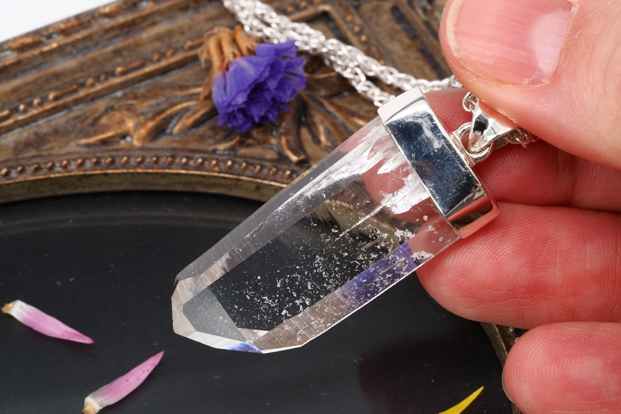 Lemuria Bergkristall Anhänger Silber Länge 48mm mit Öse