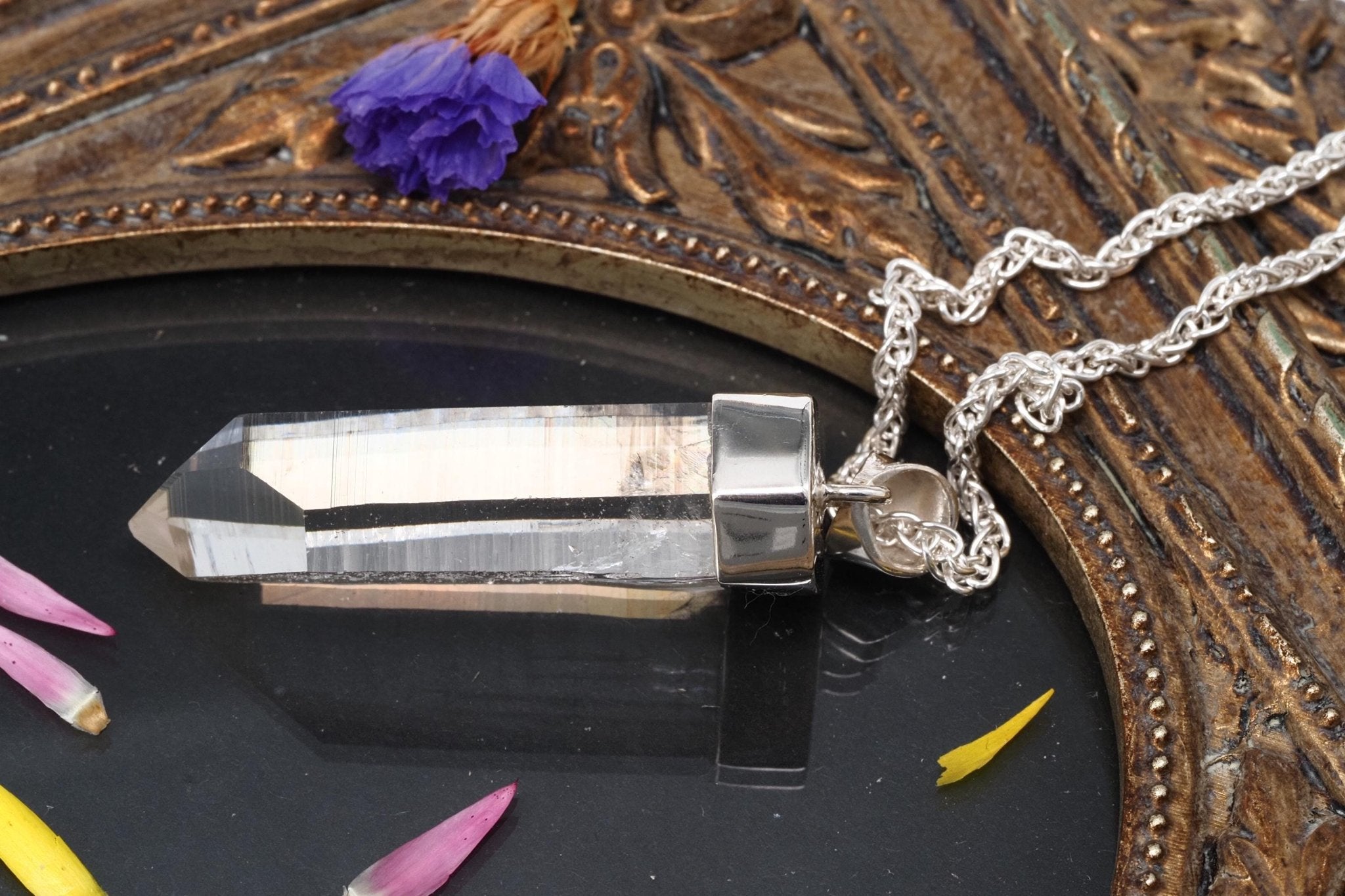 Lemuria Bergkristall Anhänger Silber Länge 48mm mit Öse