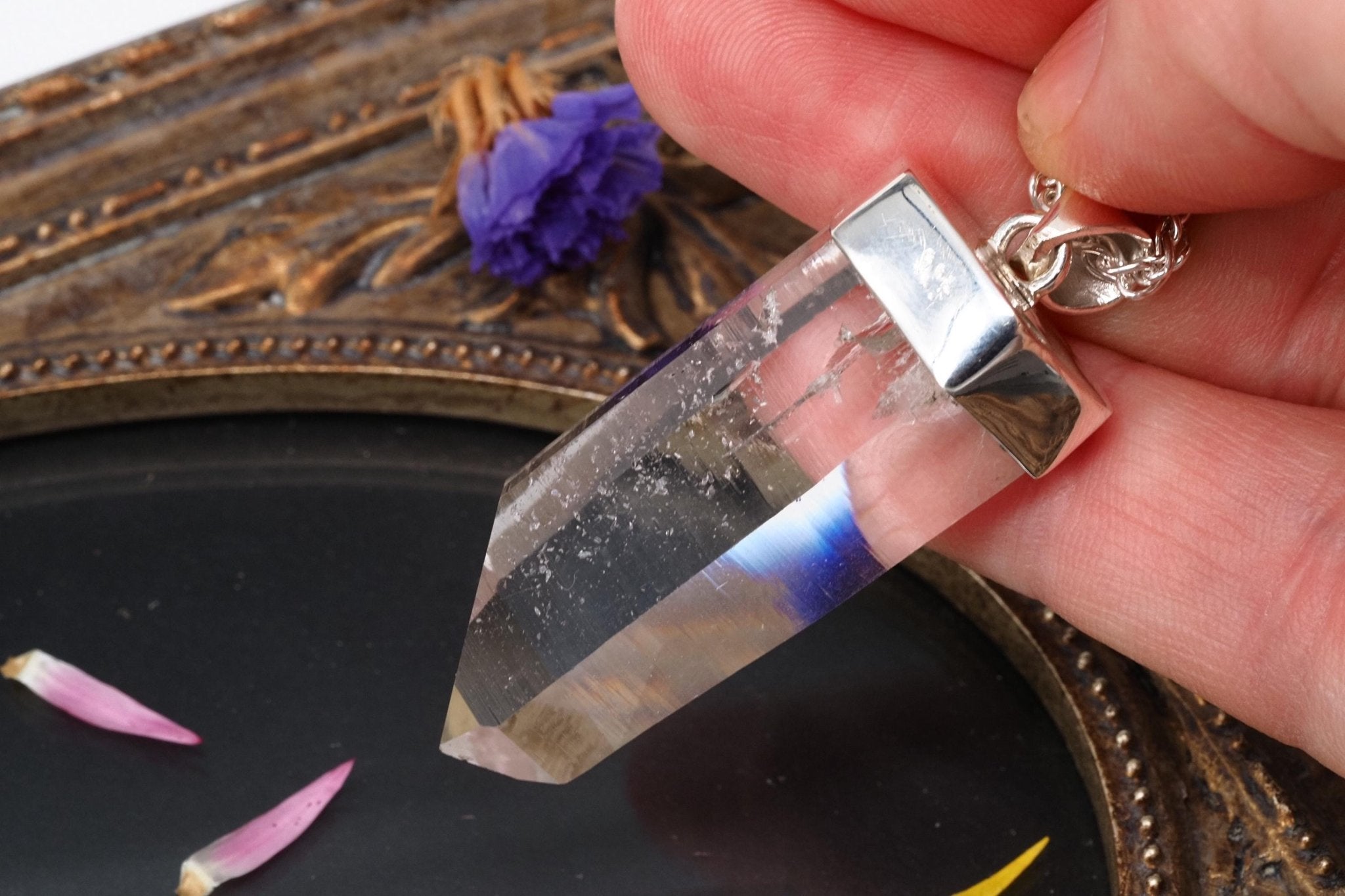 Lemuria Bergkristall Anhänger Silber Länge 48mm mit Öse