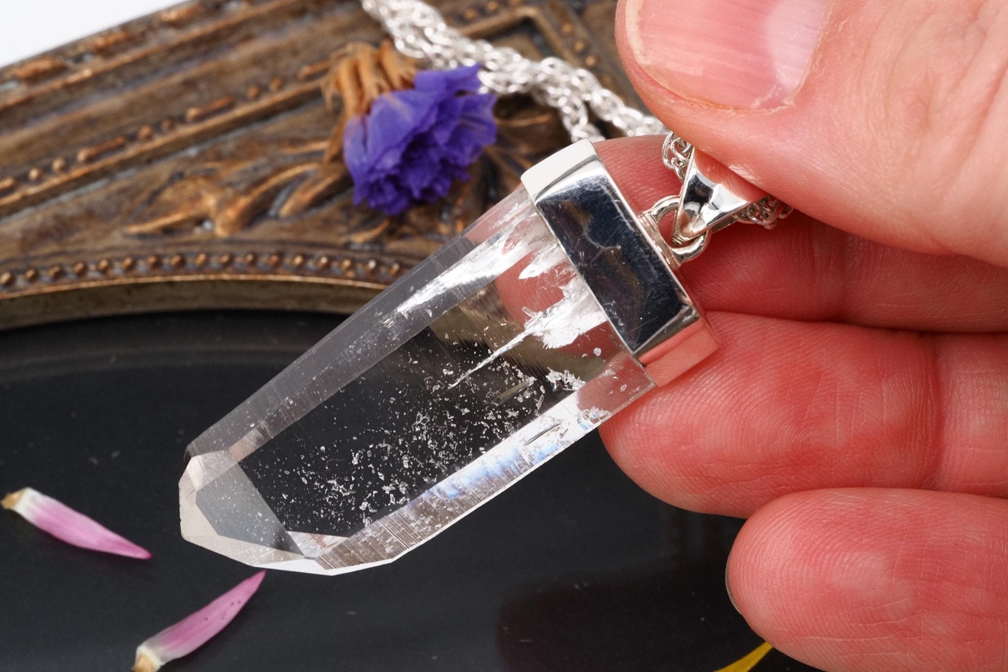 Lemuria Bergkristall Anhänger Silber Länge 48mm mit Öse