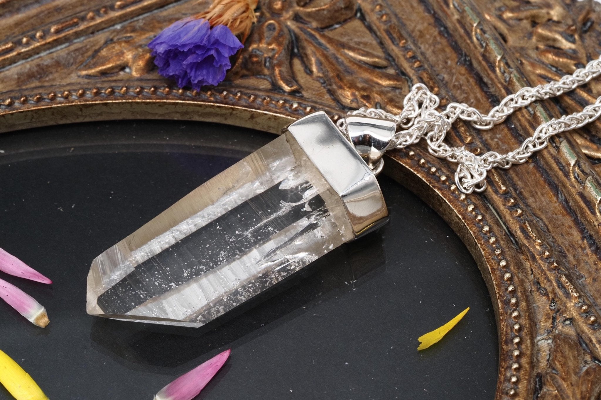 Lemuria Bergkristall Anhänger Silber Länge 48mm mit Öse