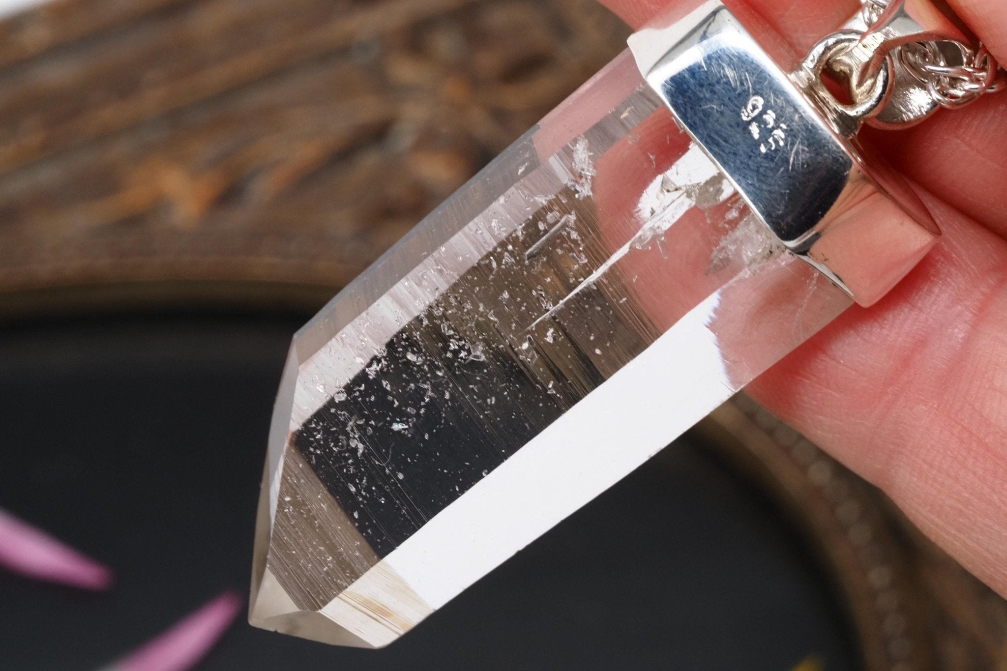 Lemuria Bergkristall Anhänger Silber Länge 48mm mit Öse