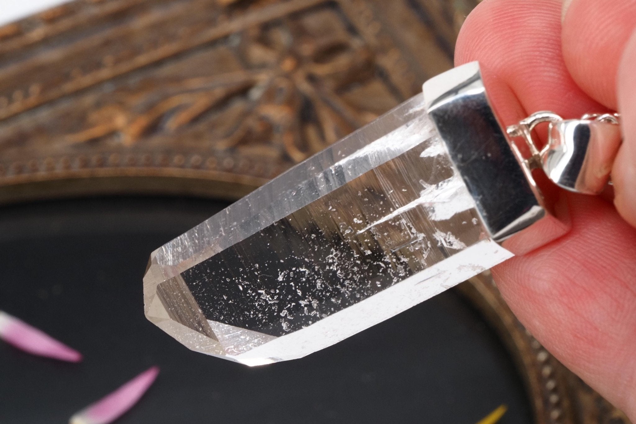 Lemuria Bergkristall Anhänger Silber Länge 48mm mit Öse