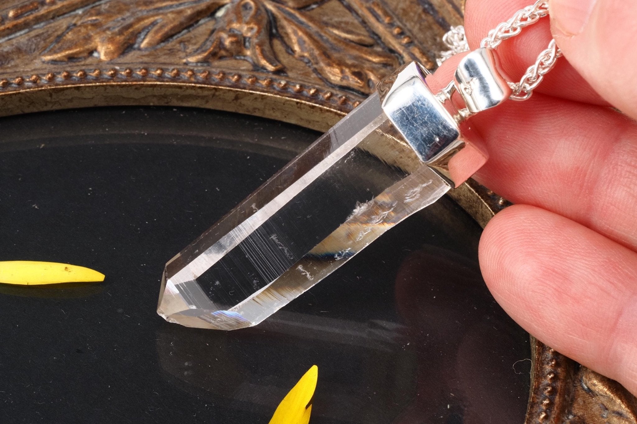 Lemuria Bergkristall Anhänger Silber Länge 50mm mit Öse