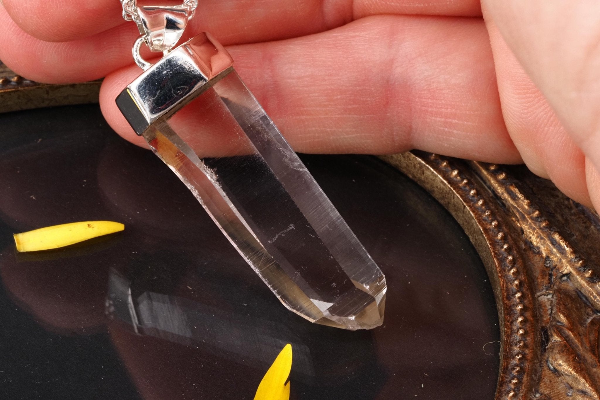 Lemuria Bergkristall Anhänger Silber Länge 50mm mit Öse