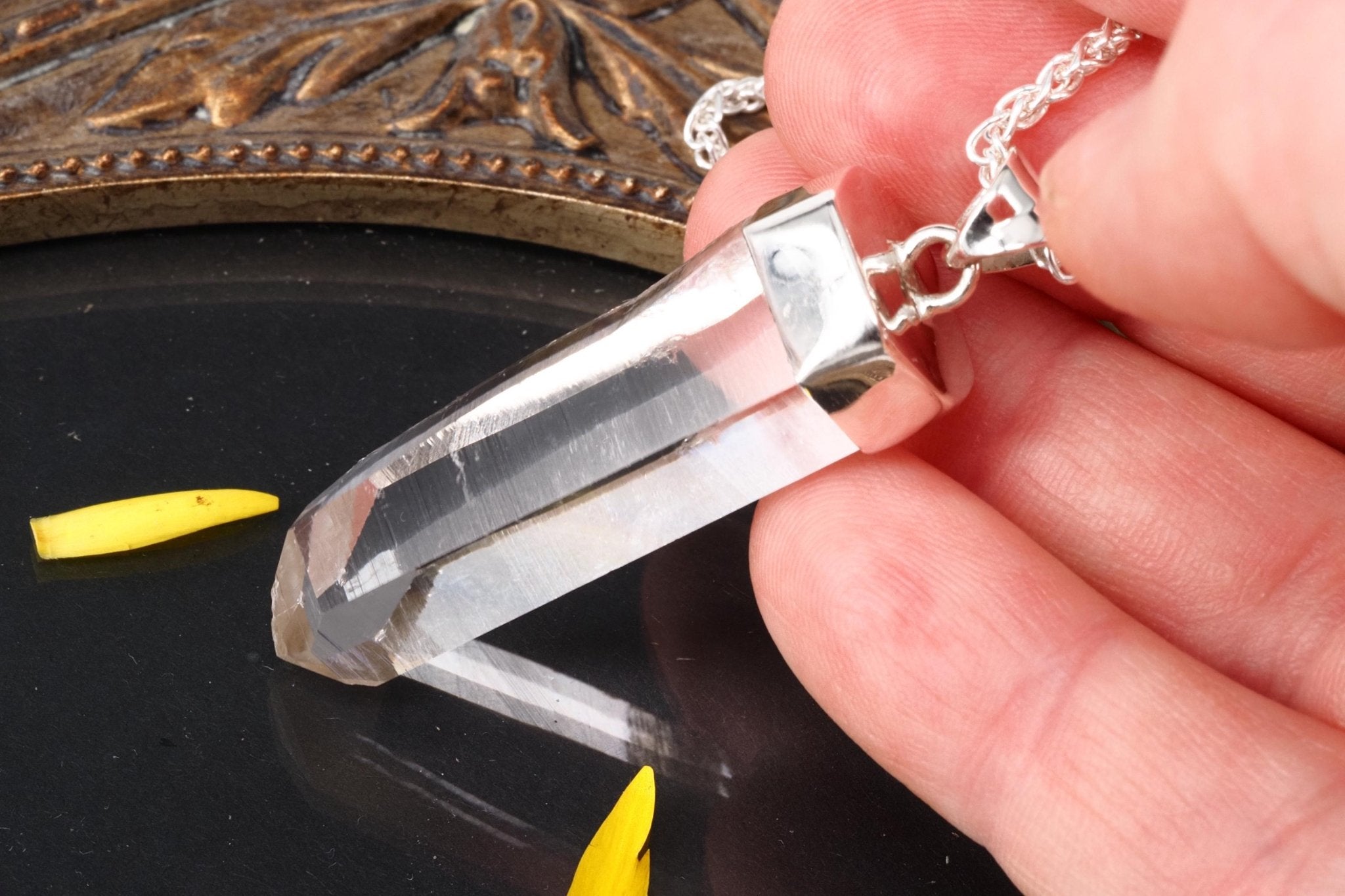 Lemuria Bergkristall Anhänger Silber Länge 50mm mit Öse