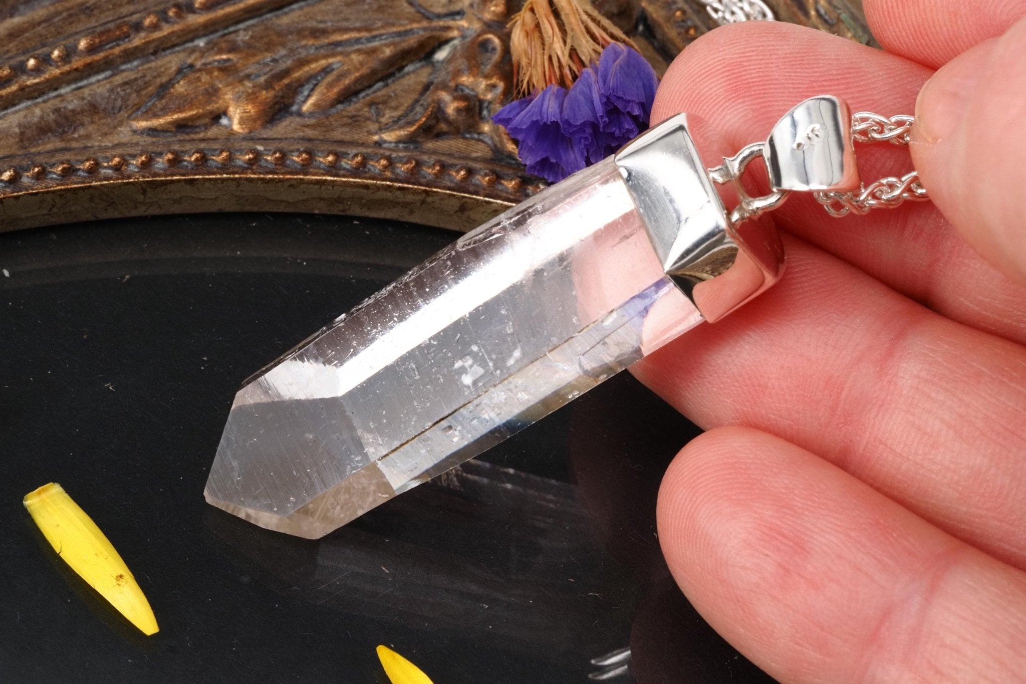 Lemuria Bergkristall Anhänger Silber Länge 51mm mit Öse