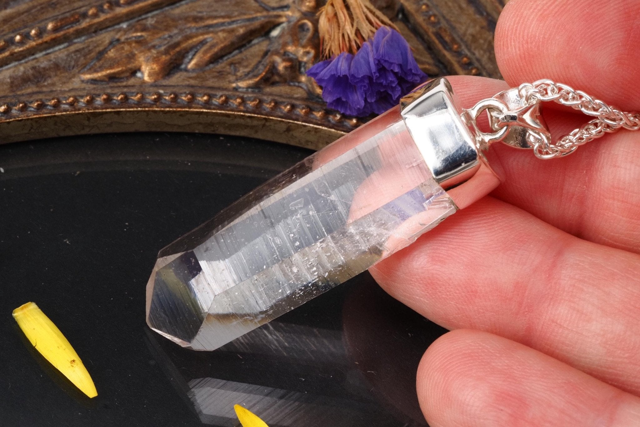 Lemuria Bergkristall Anhänger Silber Länge 51mm mit Öse