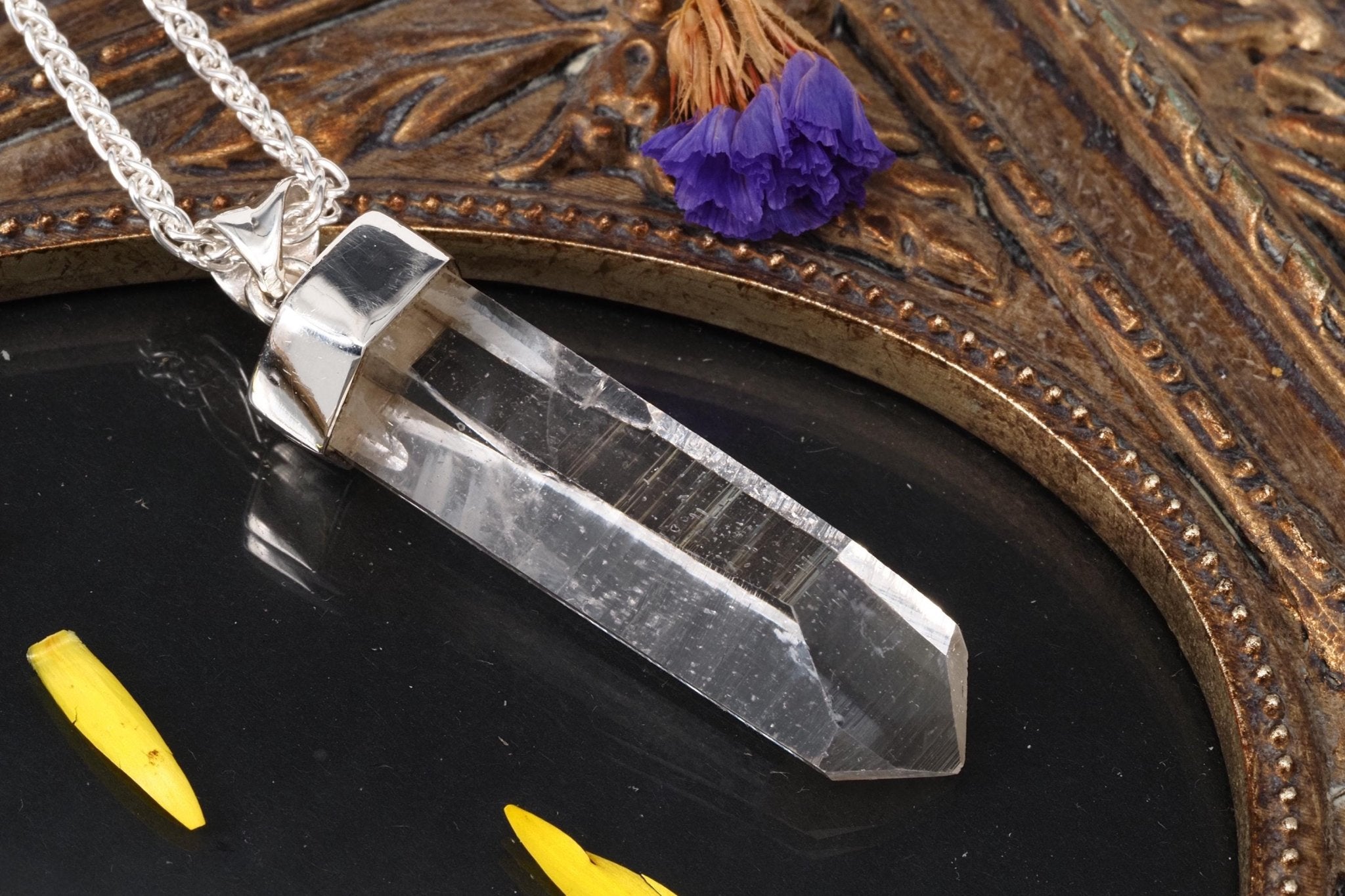 Lemuria Bergkristall Anhänger Silber Länge 51mm mit Öse