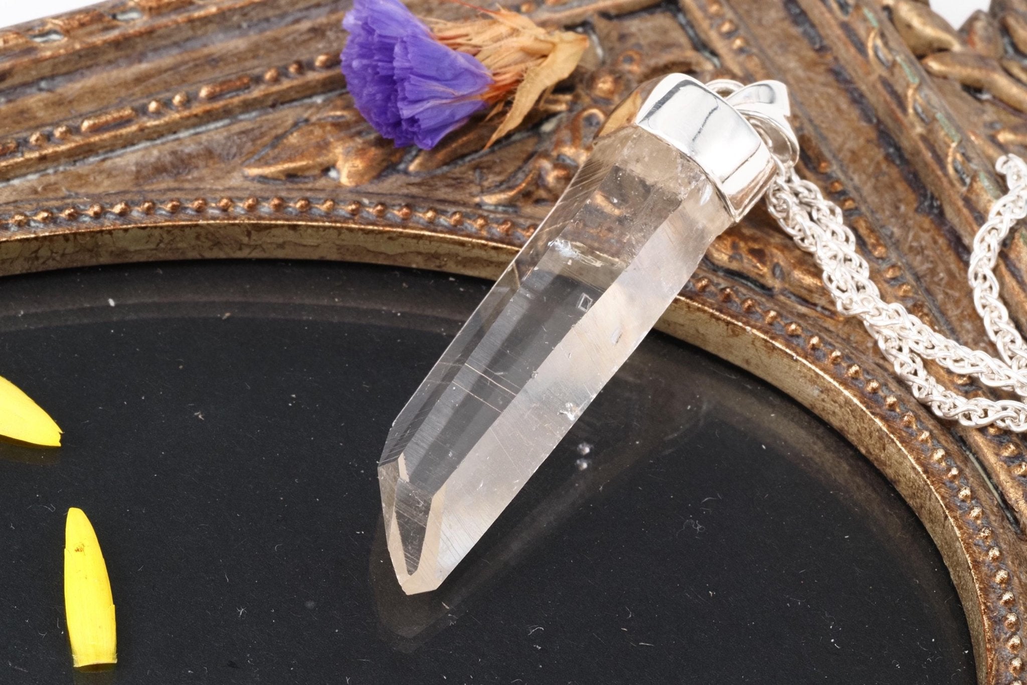 Lemuria Bergkristall Anhänger Silber Länge 52mm mit Öse