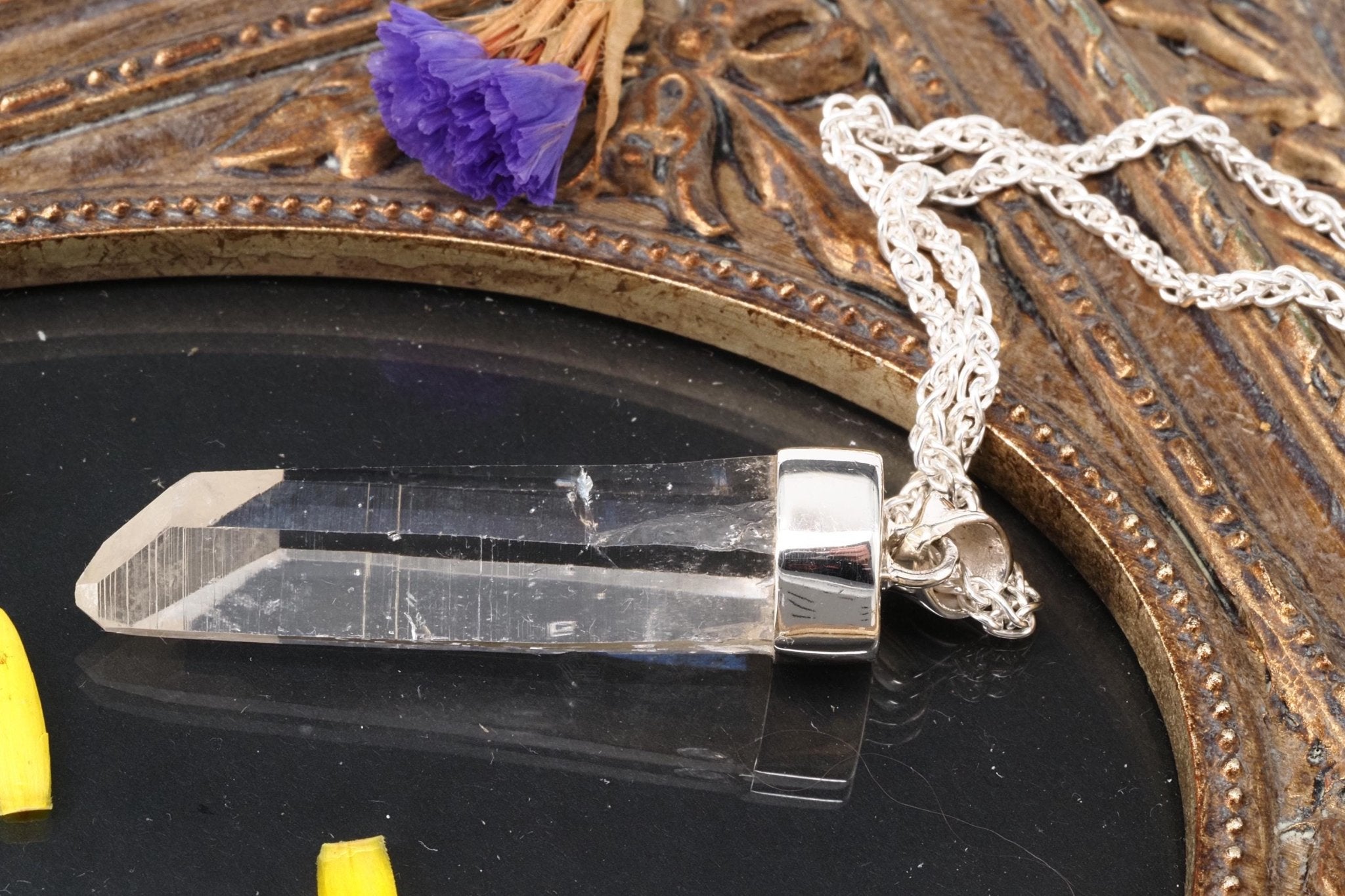 Lemuria Bergkristall Anhänger Silber Länge 52mm mit Öse