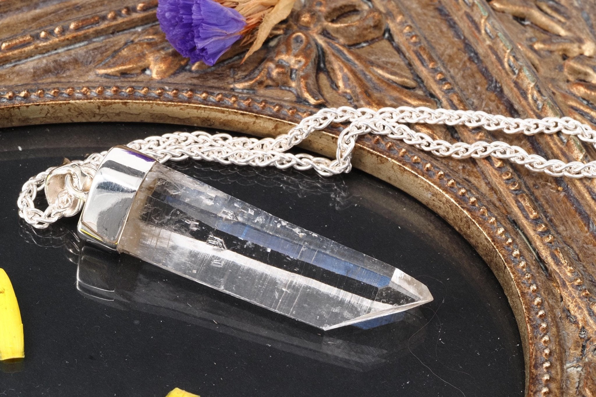 Lemuria Bergkristall Anhänger Silber Länge 52mm mit Öse